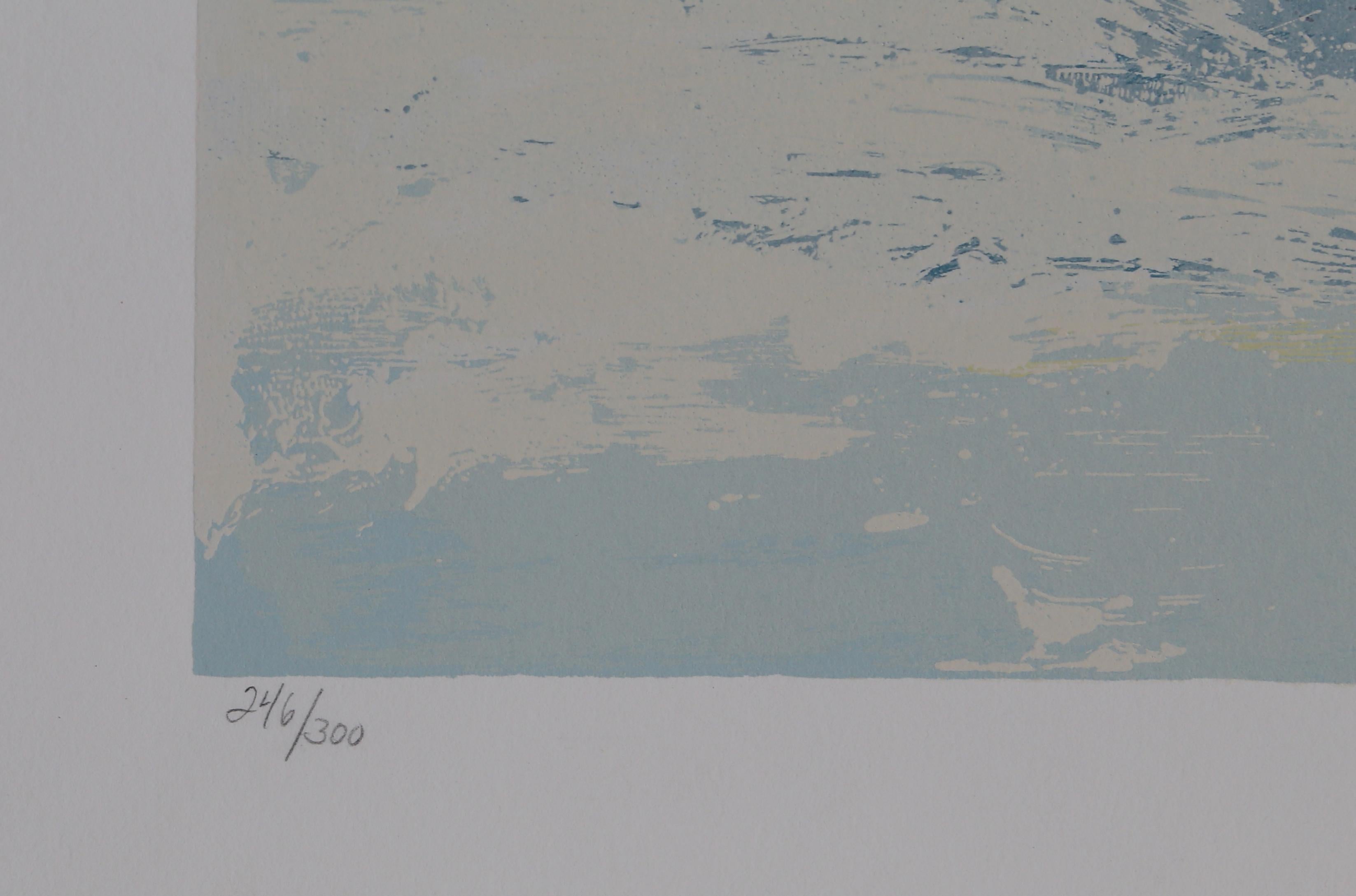 Skier I, Signed Screenprint by Wayland Moore For Sale 1
