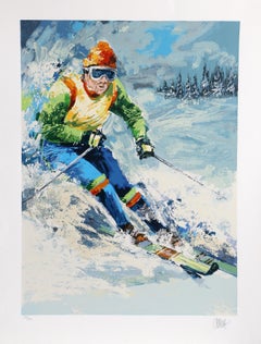 Skier I, signierter Siebdruck von Wayland Moore