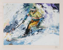 Skier II, signierter Siebdruck von Wayland Moore
