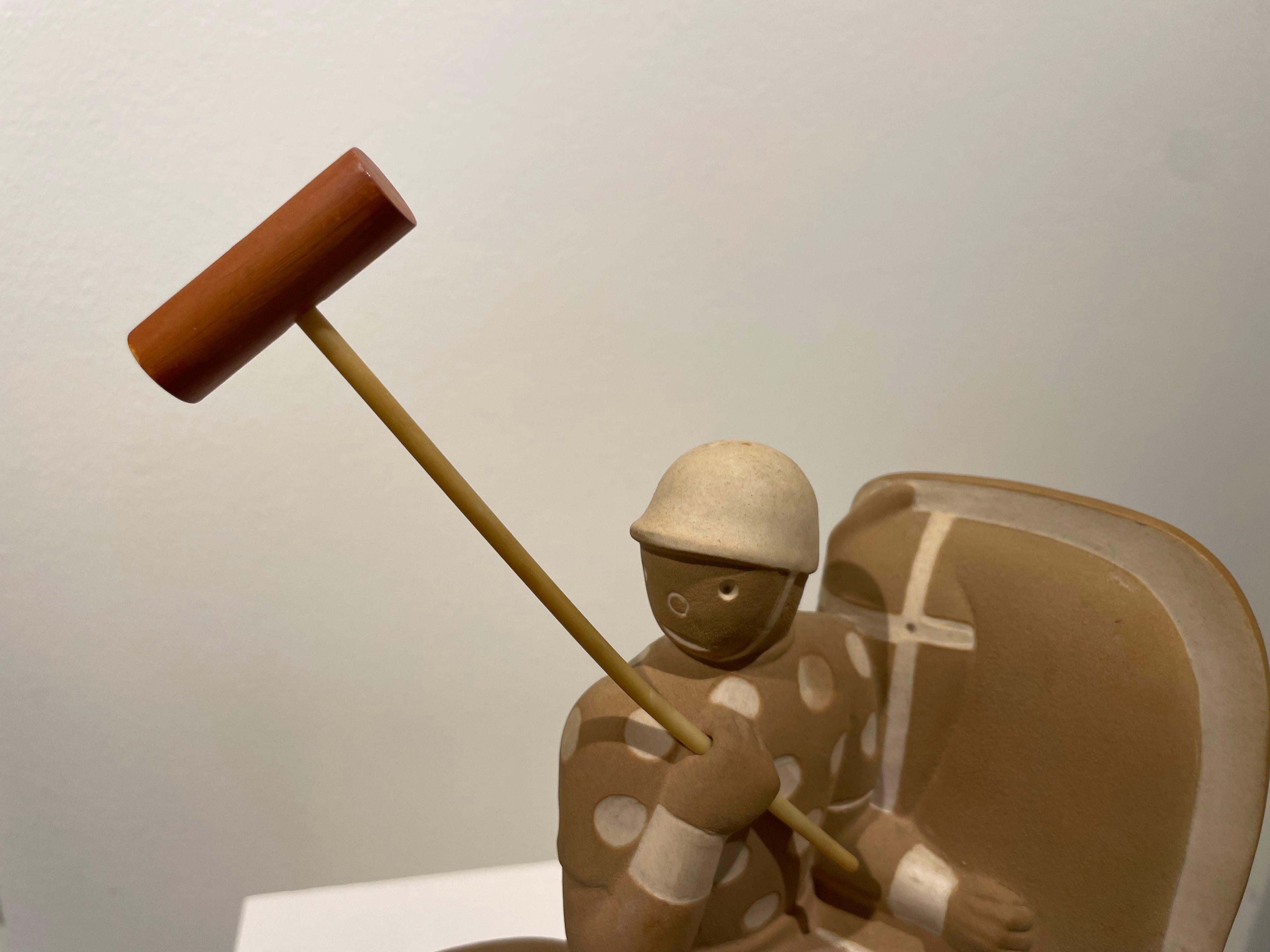 Early 20th Century Ceramic Sculpture of a Polo Player and Horse For Sale 7