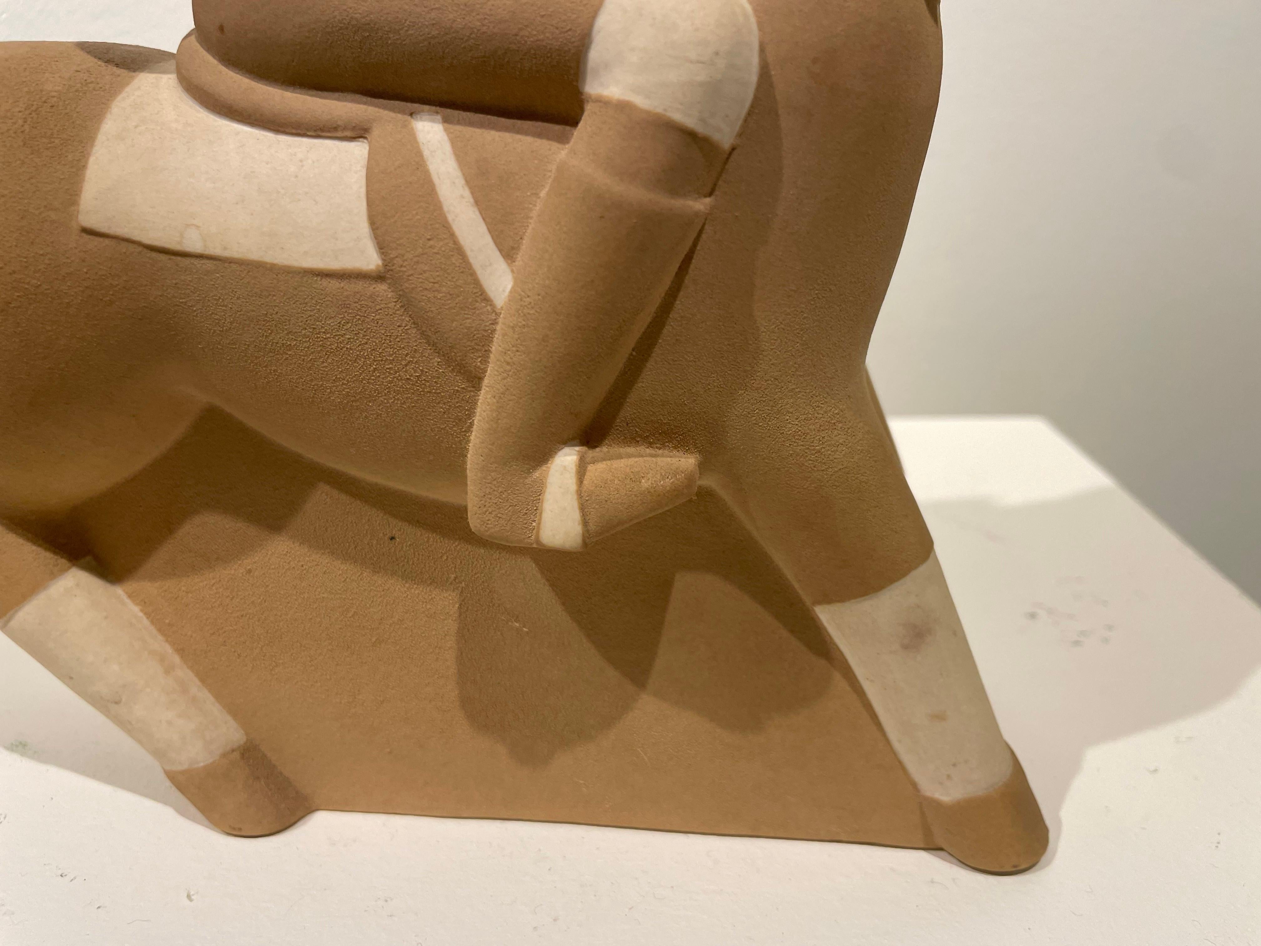 Early 20th Century Ceramic Sculpture of a Polo Player and Horse For Sale 8
