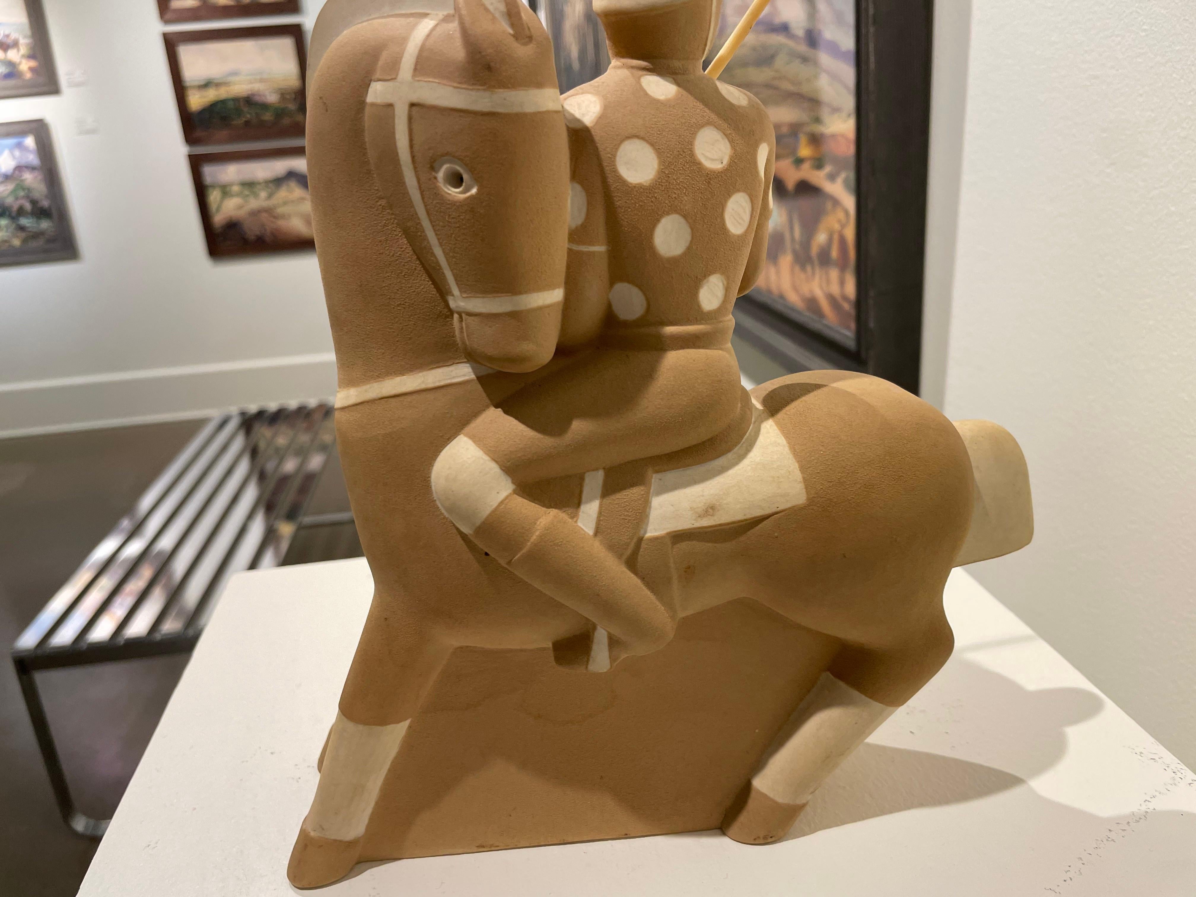 Early 20th Century Ceramic Sculpture of a Polo Player and Horse For Sale 9