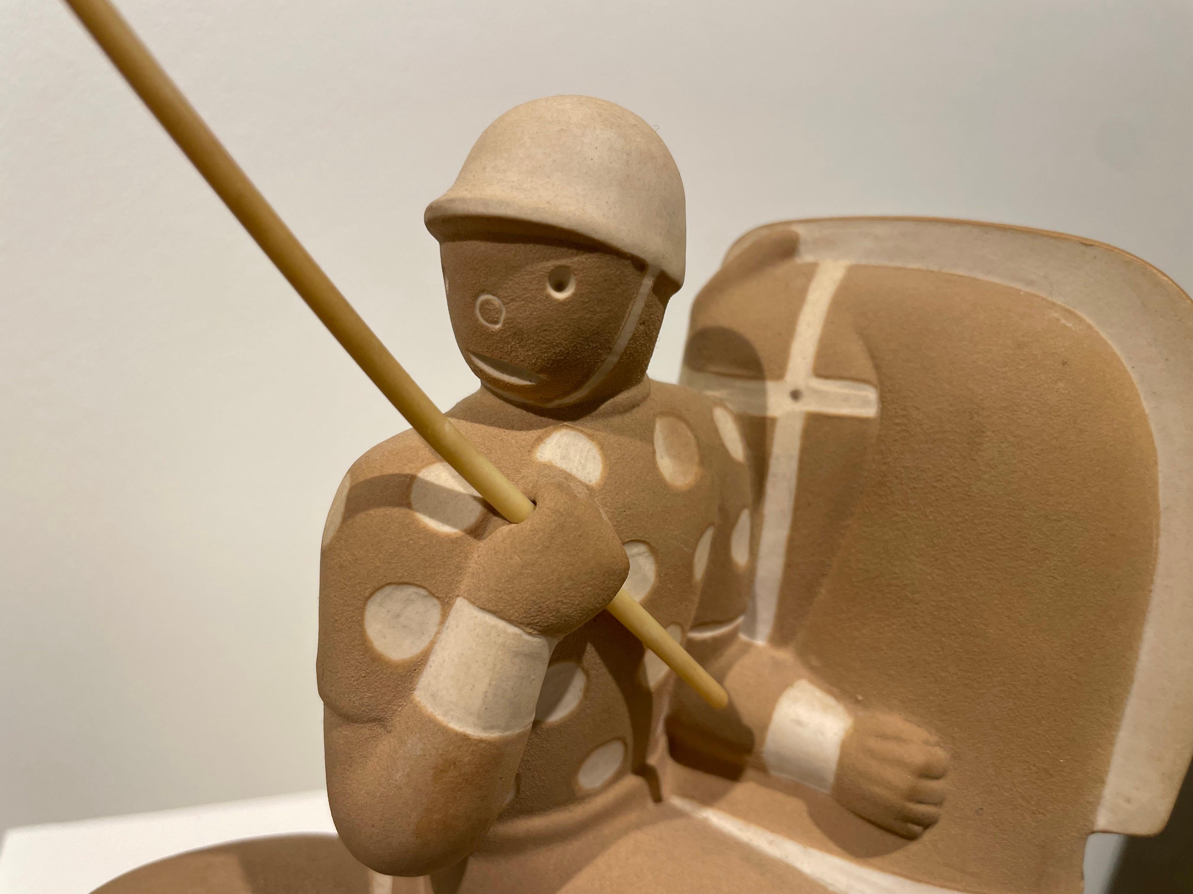 Early 20th Century Ceramic Sculpture of a Polo Player and Horse For Sale 5