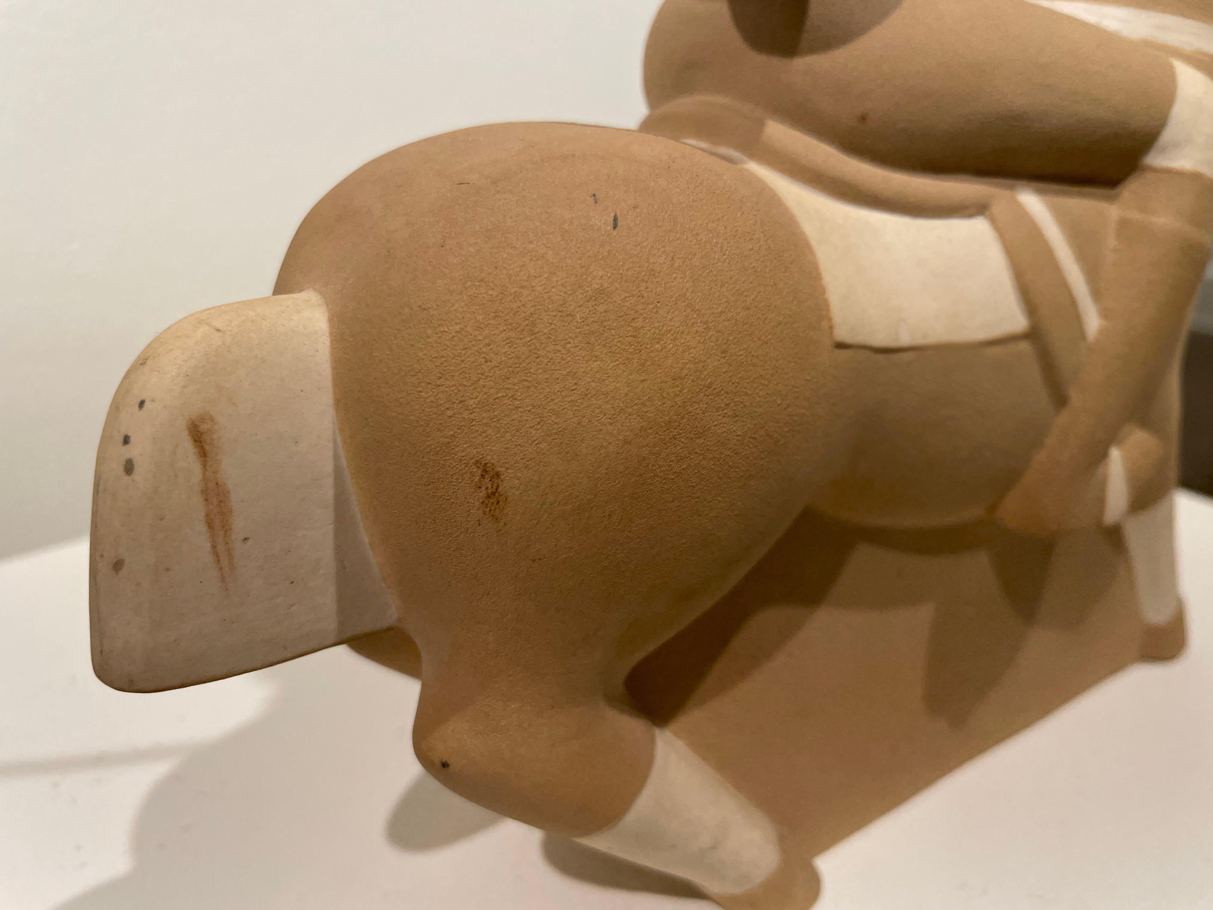 Early 20th Century Ceramic Sculpture of a Polo Player and Horse For Sale 6