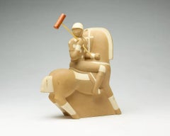 Early 20th Century Ceramic Sculpture of a Polo Player and Horse
