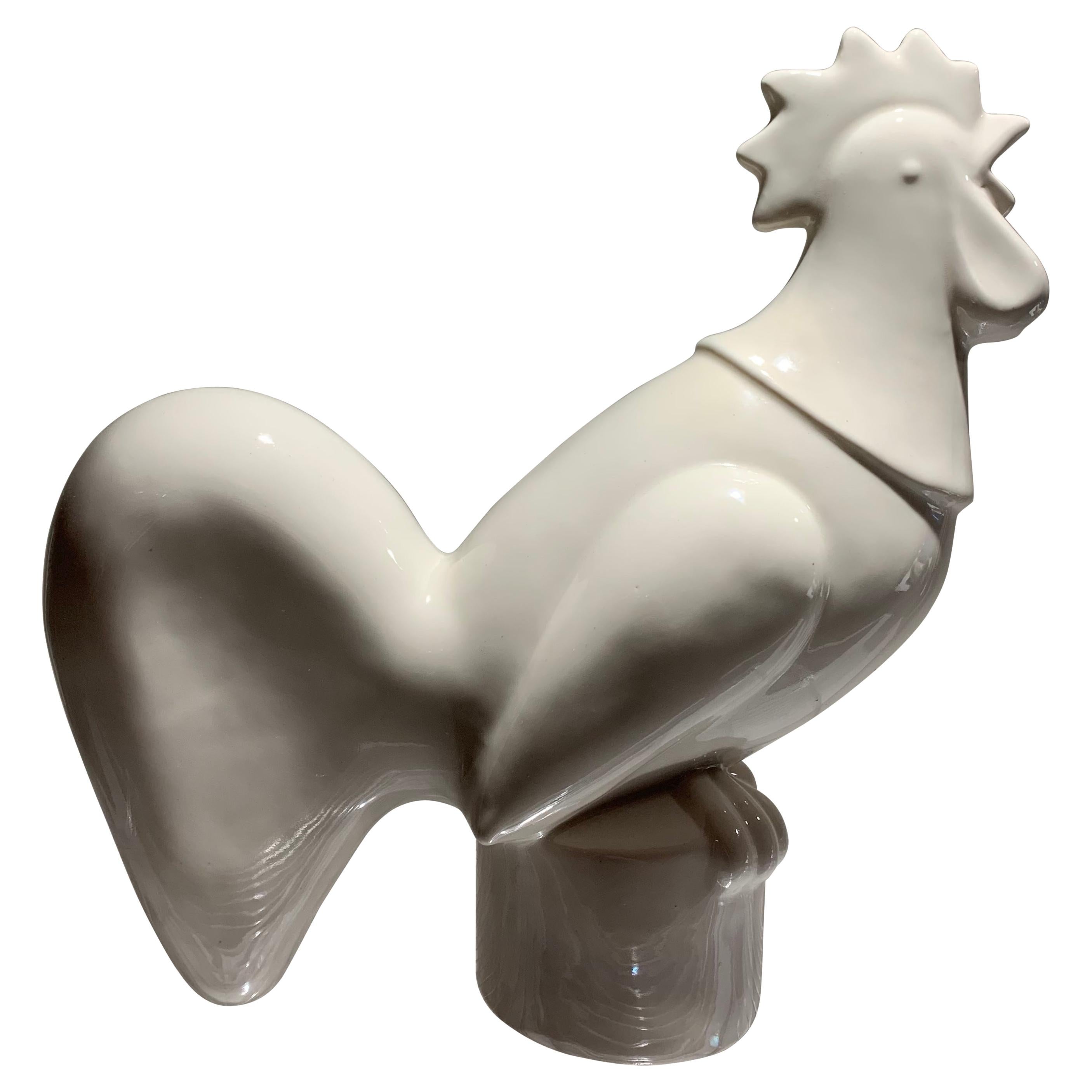Sculpture de coq en céramique Art Déco Waylande Gregory, émaillée, années 1940, États-Unis