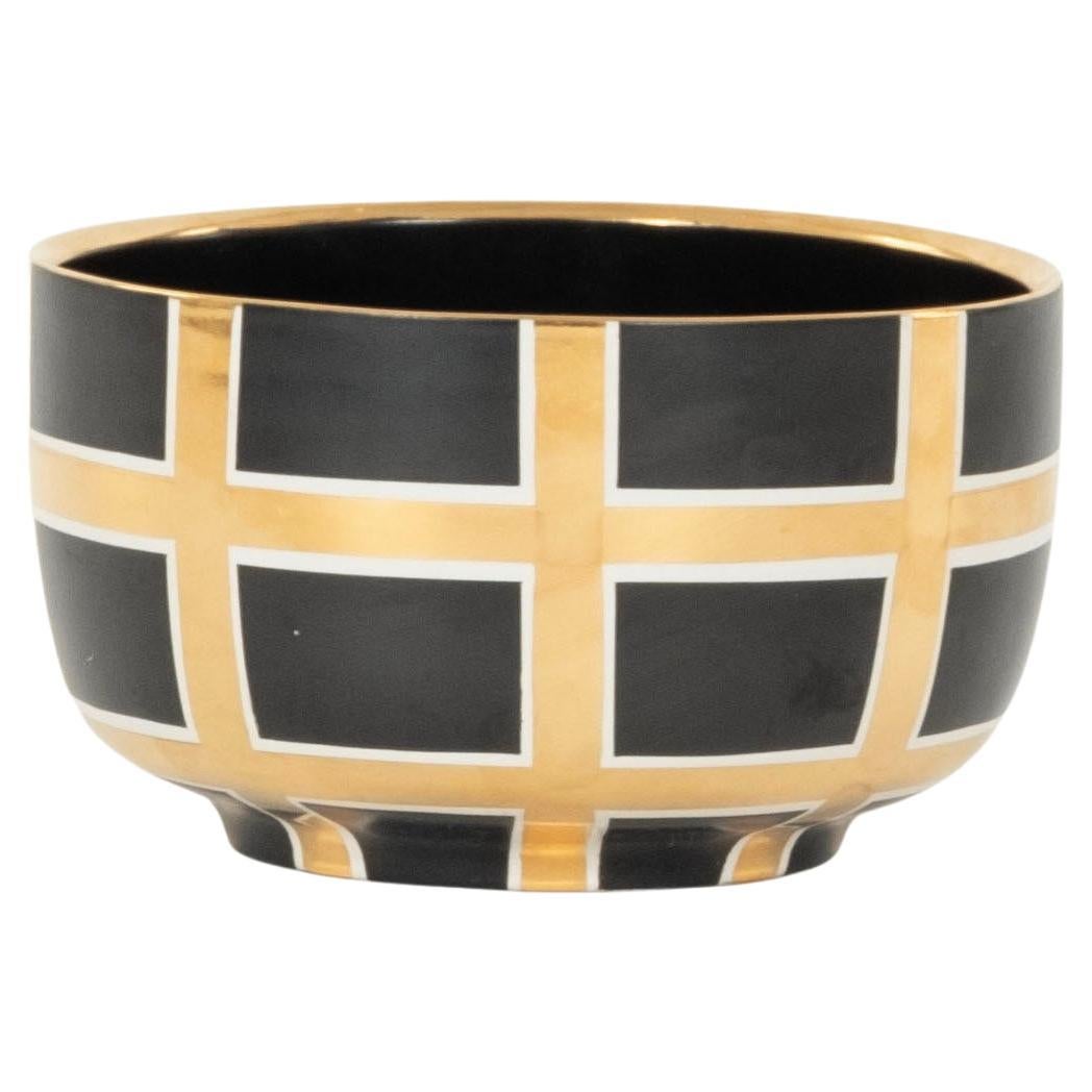 Waylande Gregory Bowl Carrés noirs et dorés en vente