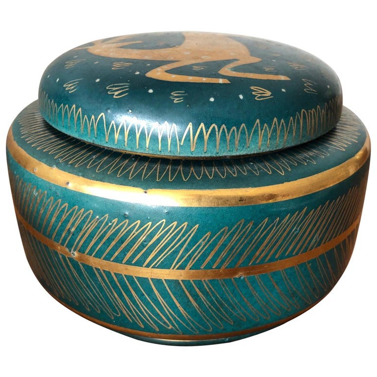 Waylande Gregory Ceramic Jar with Sgraffito Decoration For Sale