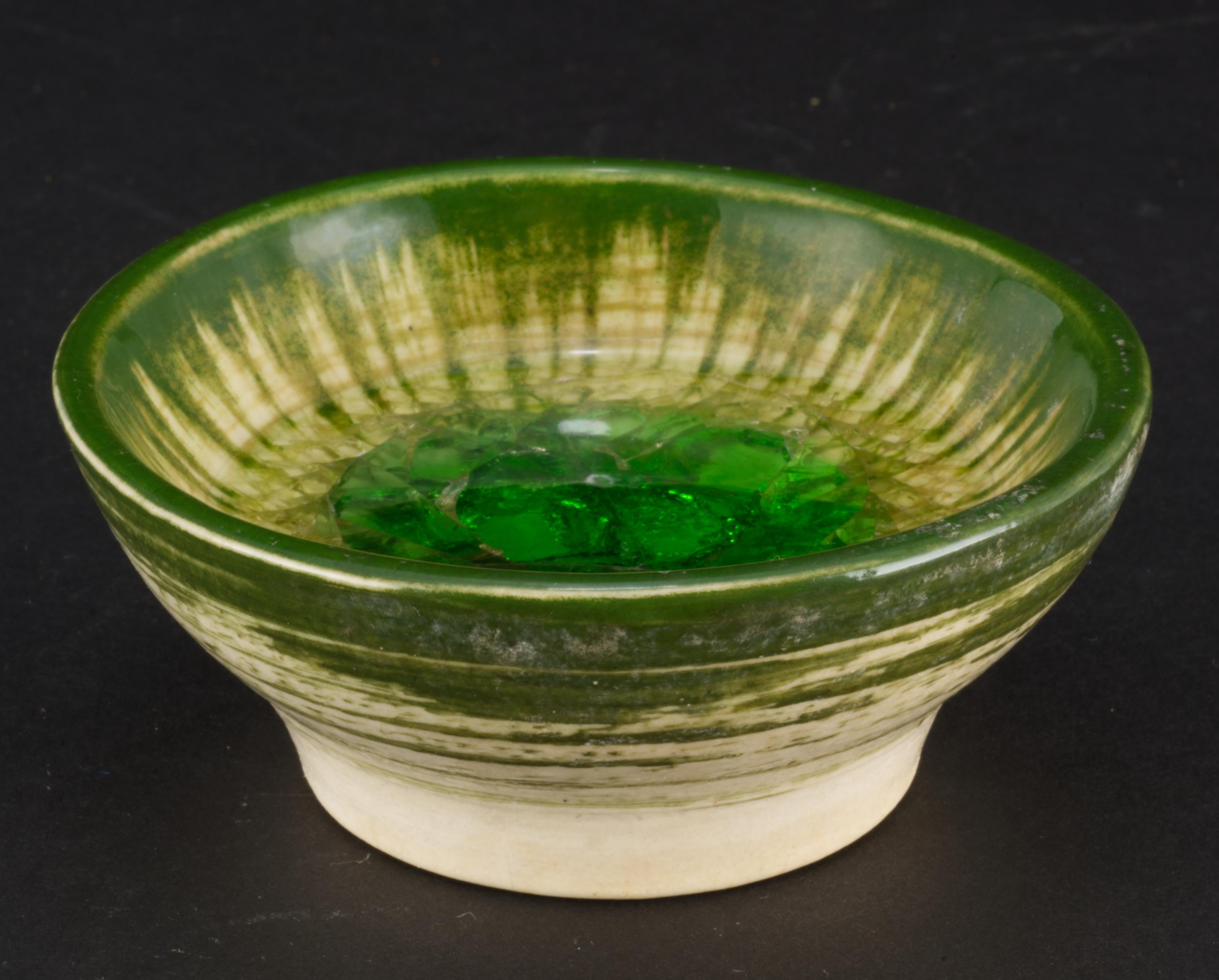 20th Century Waylande Gregory for Dunhill Fused Glass Ceramic Bowl Signed, 1940s Ashtray For Sale