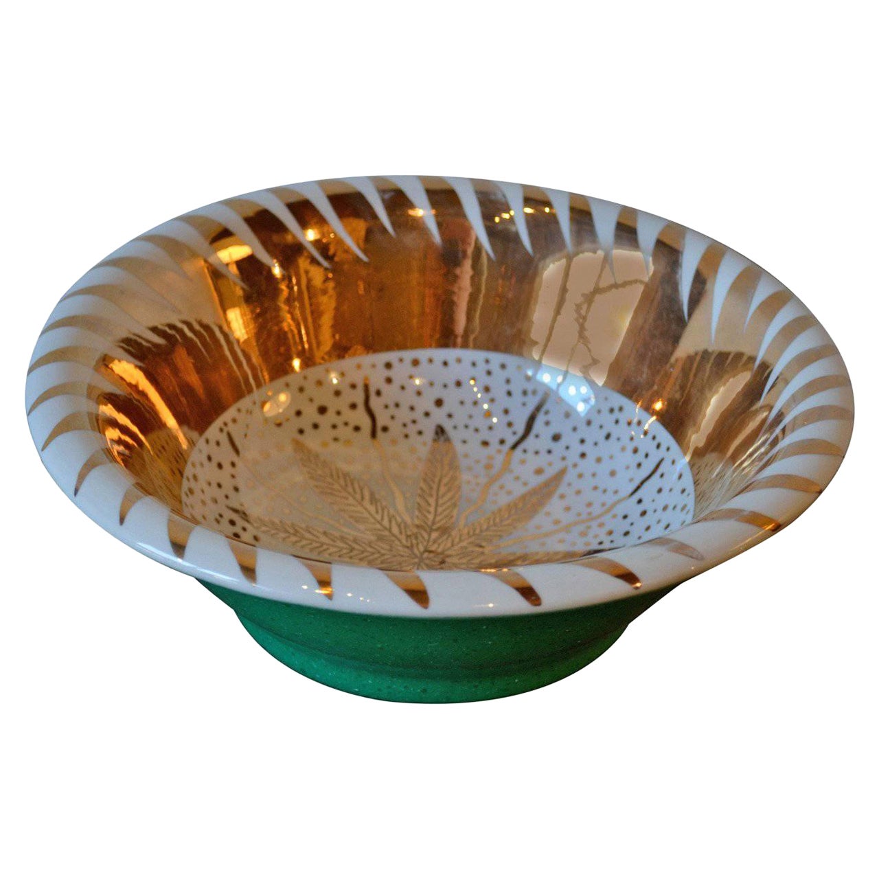 Signed Ceramic Bowl with Gold Decoration by Waylande Gregory, American For Sale