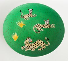 Waylande Gregory Studio Leopards Ceramic Charger with Stand