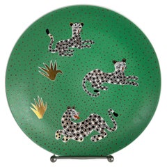 Waylande Gregory Studio Leopards Ceramic Charger with Stand