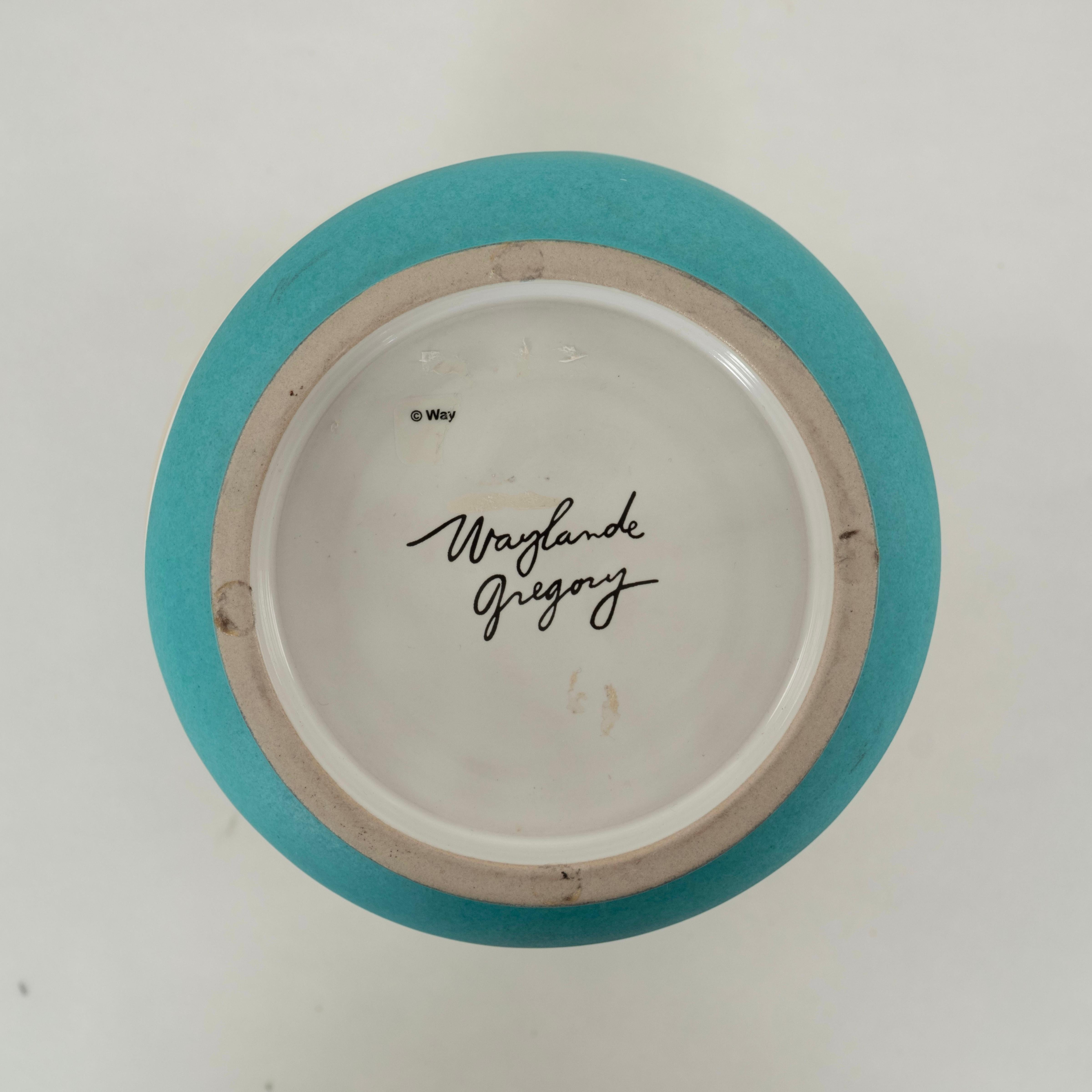 Waylande Gregory Turquoise Gold Lava Vase In Good Condition For Sale In Houston, TX