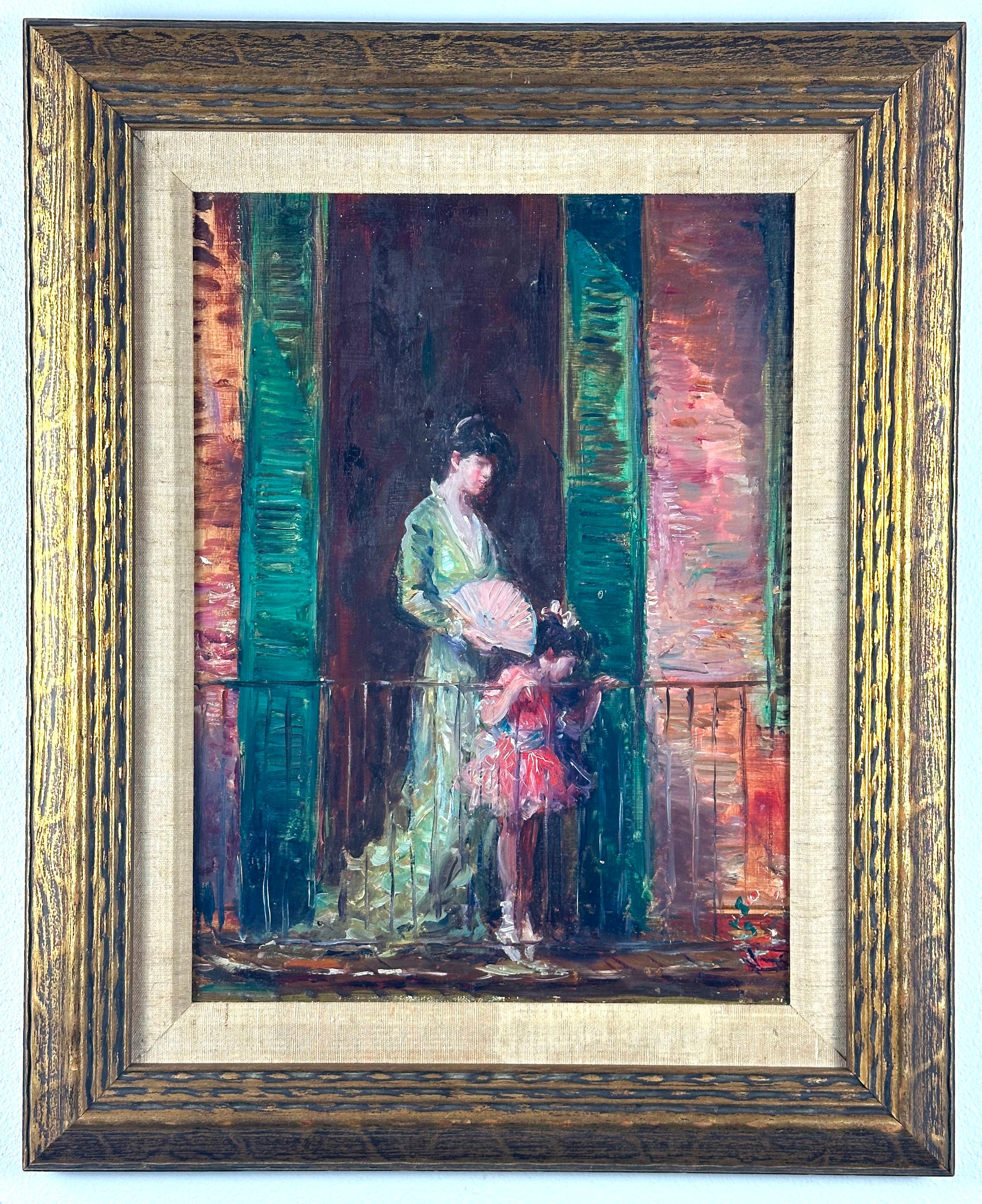 Wayman Adams Figurative Painting - From a Balcony, French Quarter, New Orleans