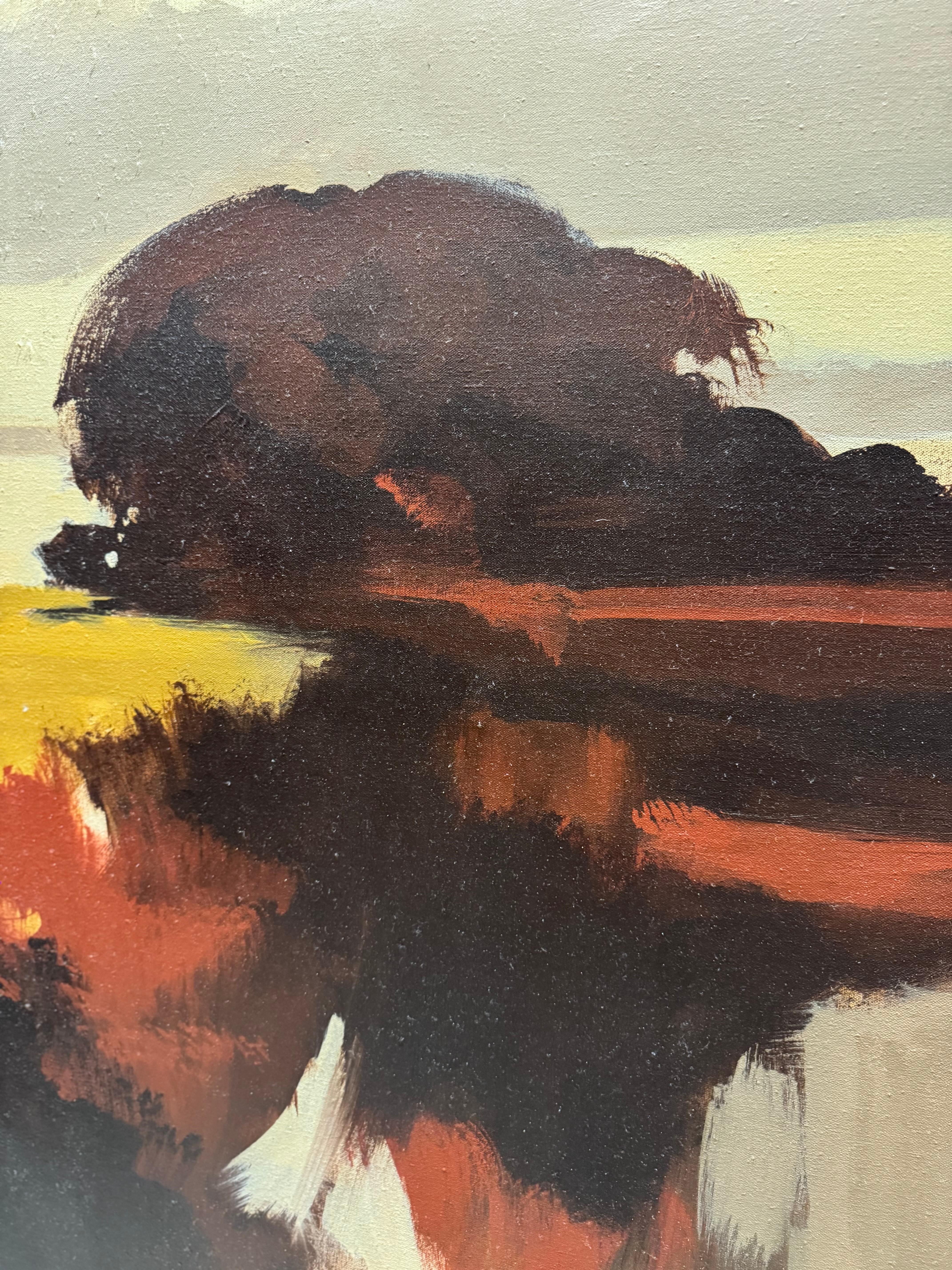 Mid-Century Modern Wayne Amerine Large Oil on Canvas Abstract Landscape 5' x 4' For Sale