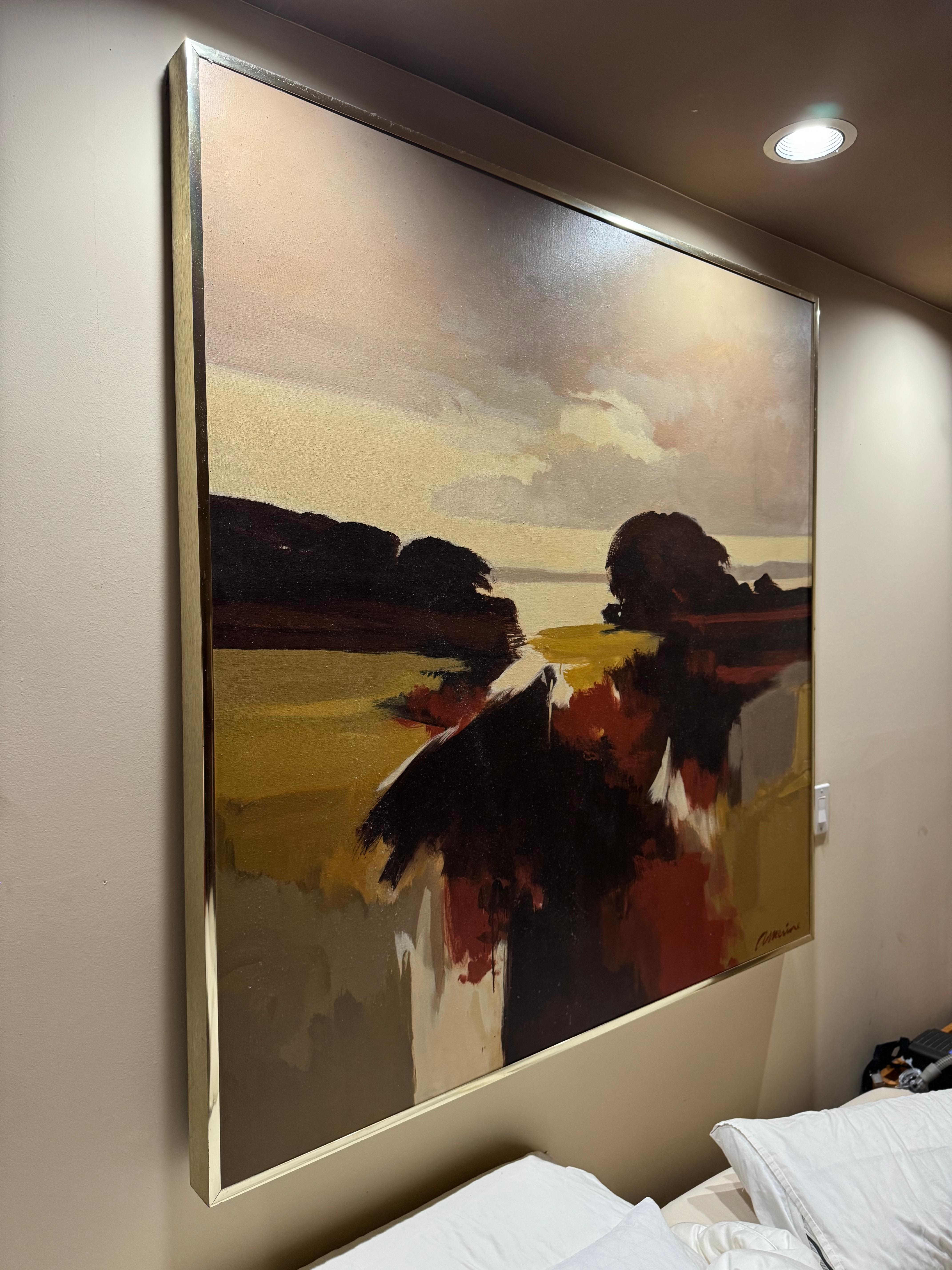Wayne Amerine Large Oil on Canvas Abstract Landscape 5' x 4' For Sale 2