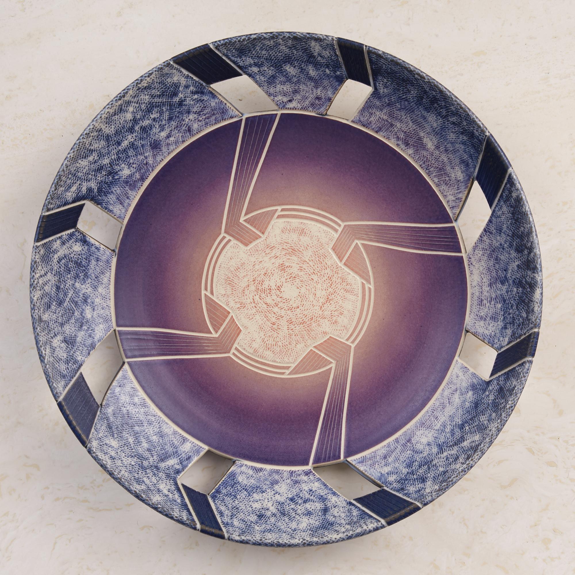 American Wayne Bates Postmodern Decorative Ceramic Charger For Sale