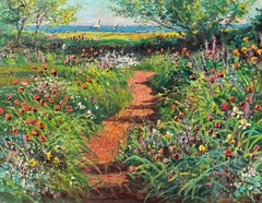 Incredible American Impressionist CAPE ANN Seaside WildFlower Garden Yachts