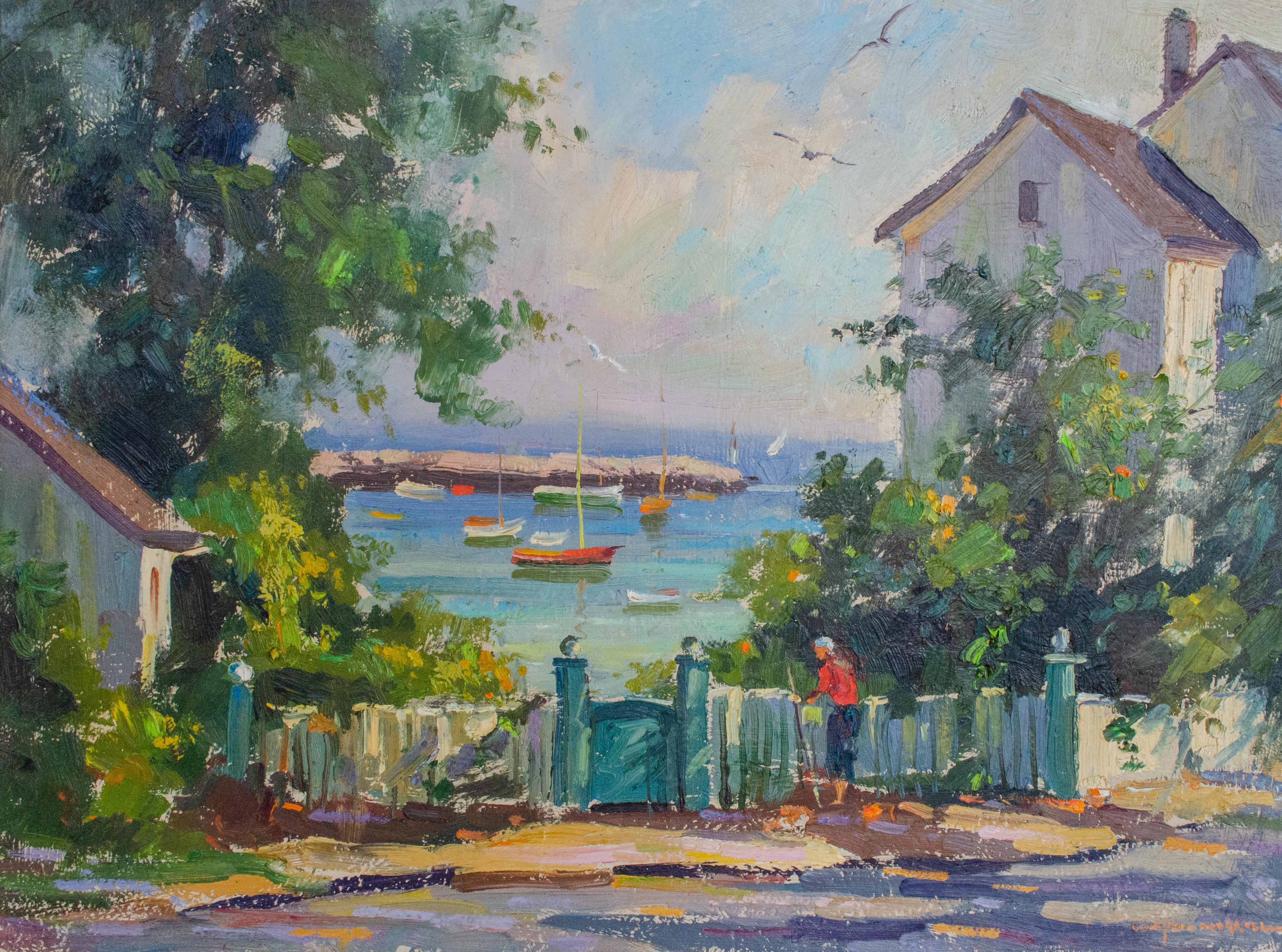 Peinture de la côte du Massachusetts par Wayne Morrell, signée