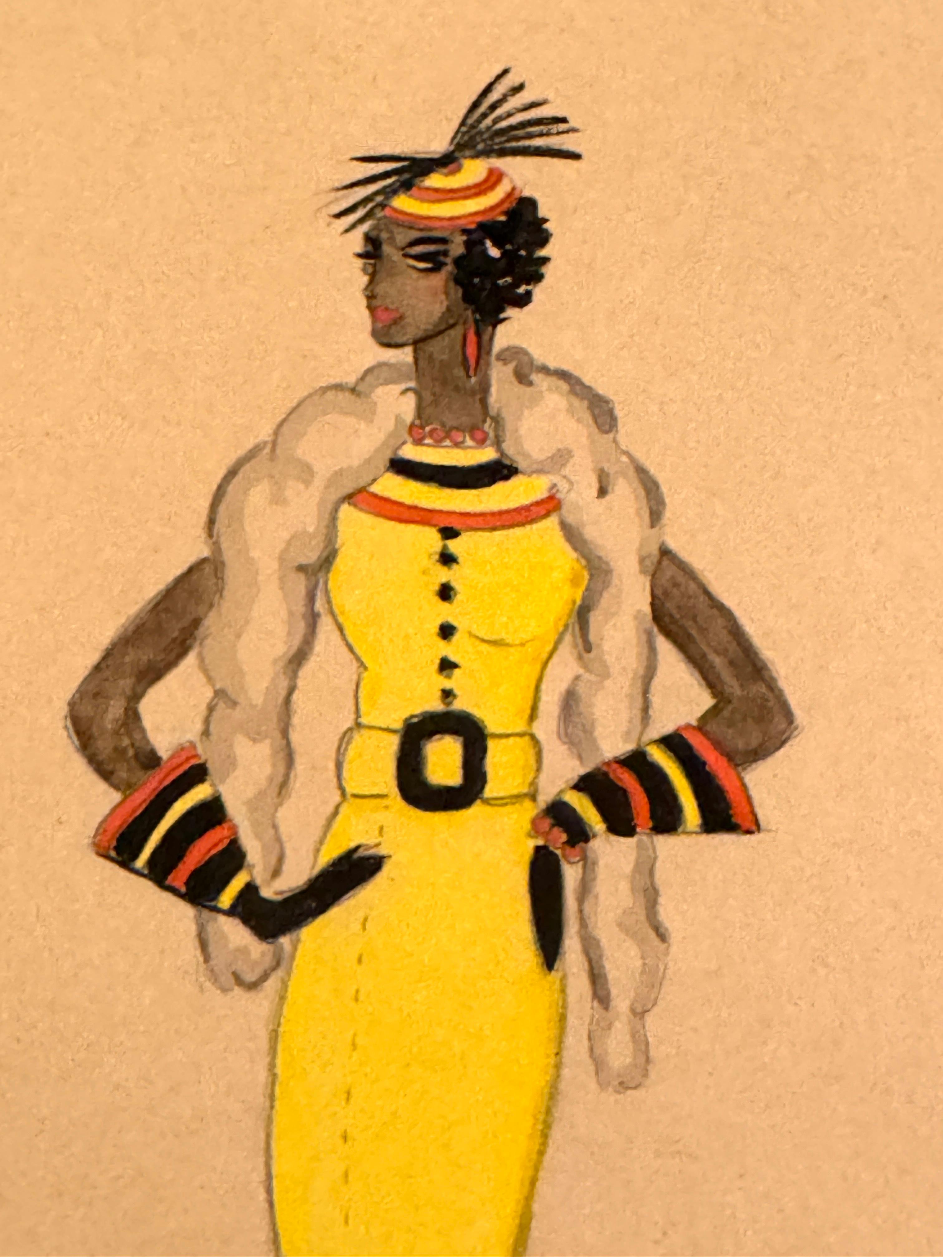 Wayne Benter Jung, Modeskizze von Josephine Baker,  Nach dem Zweiten Weltkrieg (amerikanisch) im Angebot