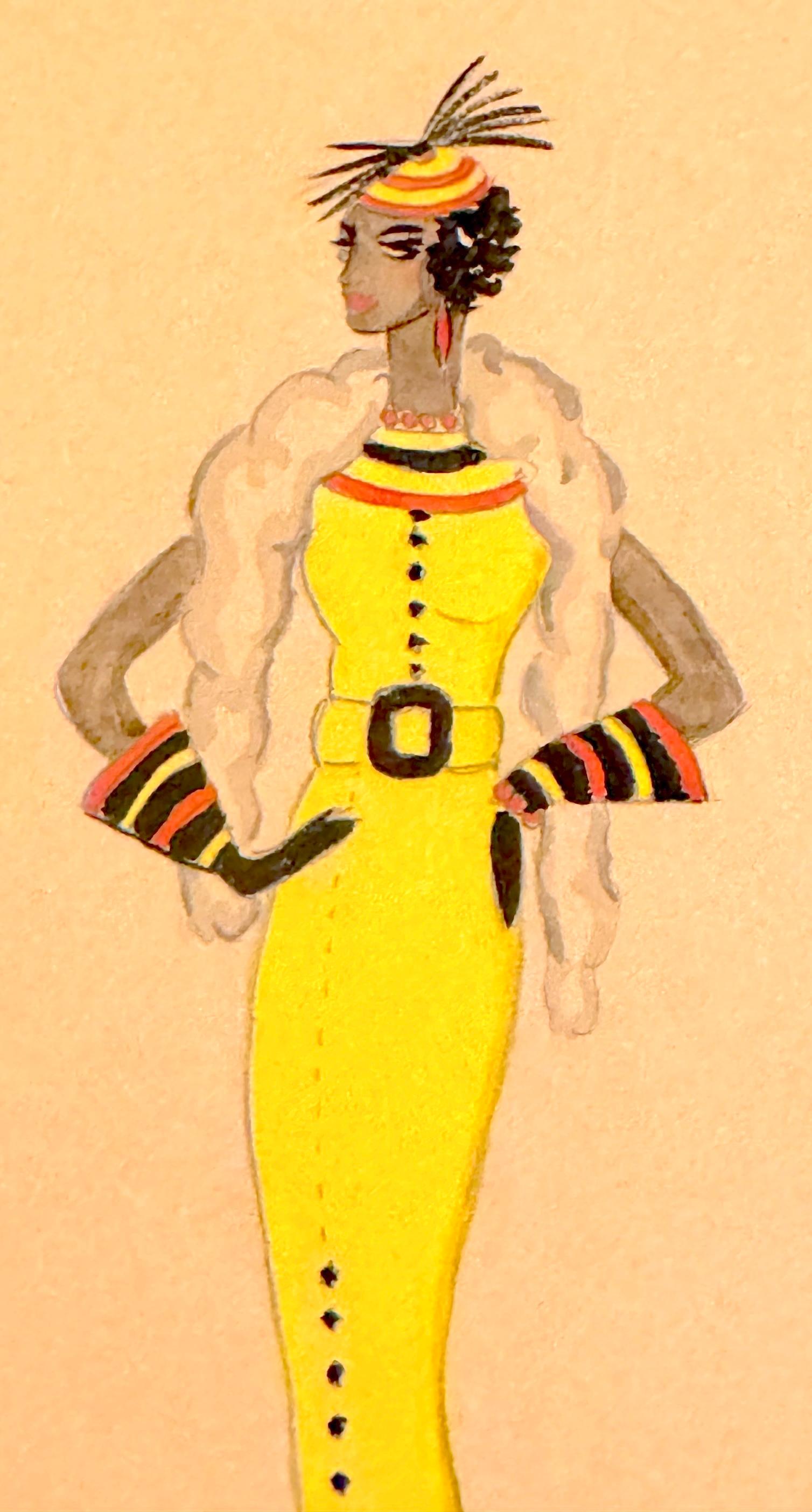 Wayne Benter Jung, Modeskizze von Josephine Baker,  Nach dem Zweiten Weltkrieg im Zustand „Gut“ im Angebot in West Palm Beach, FL