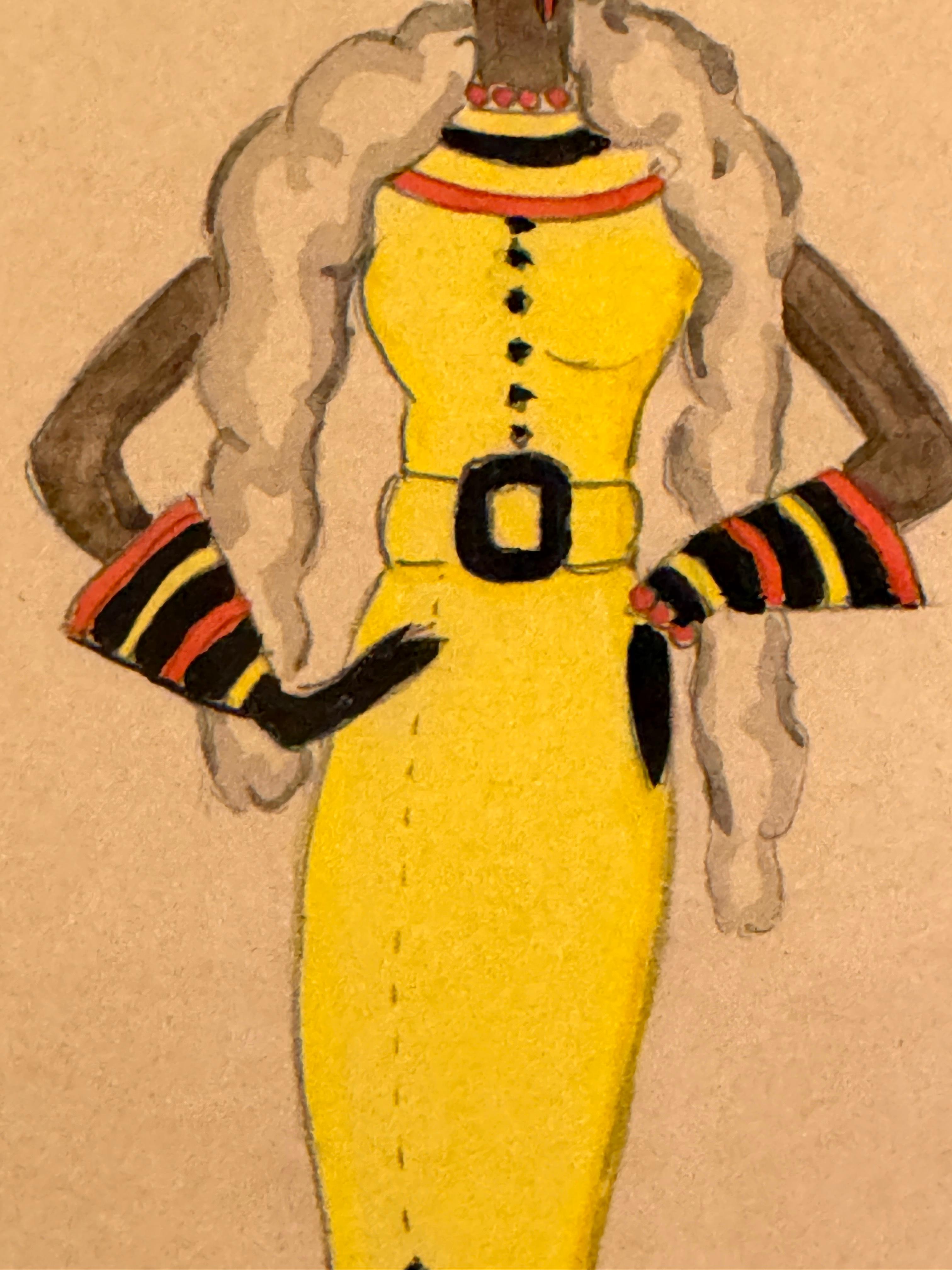Wayne Benter Jung, Modeskizze von Josephine Baker,  Nach dem Zweiten Weltkrieg (20. Jahrhundert) im Angebot