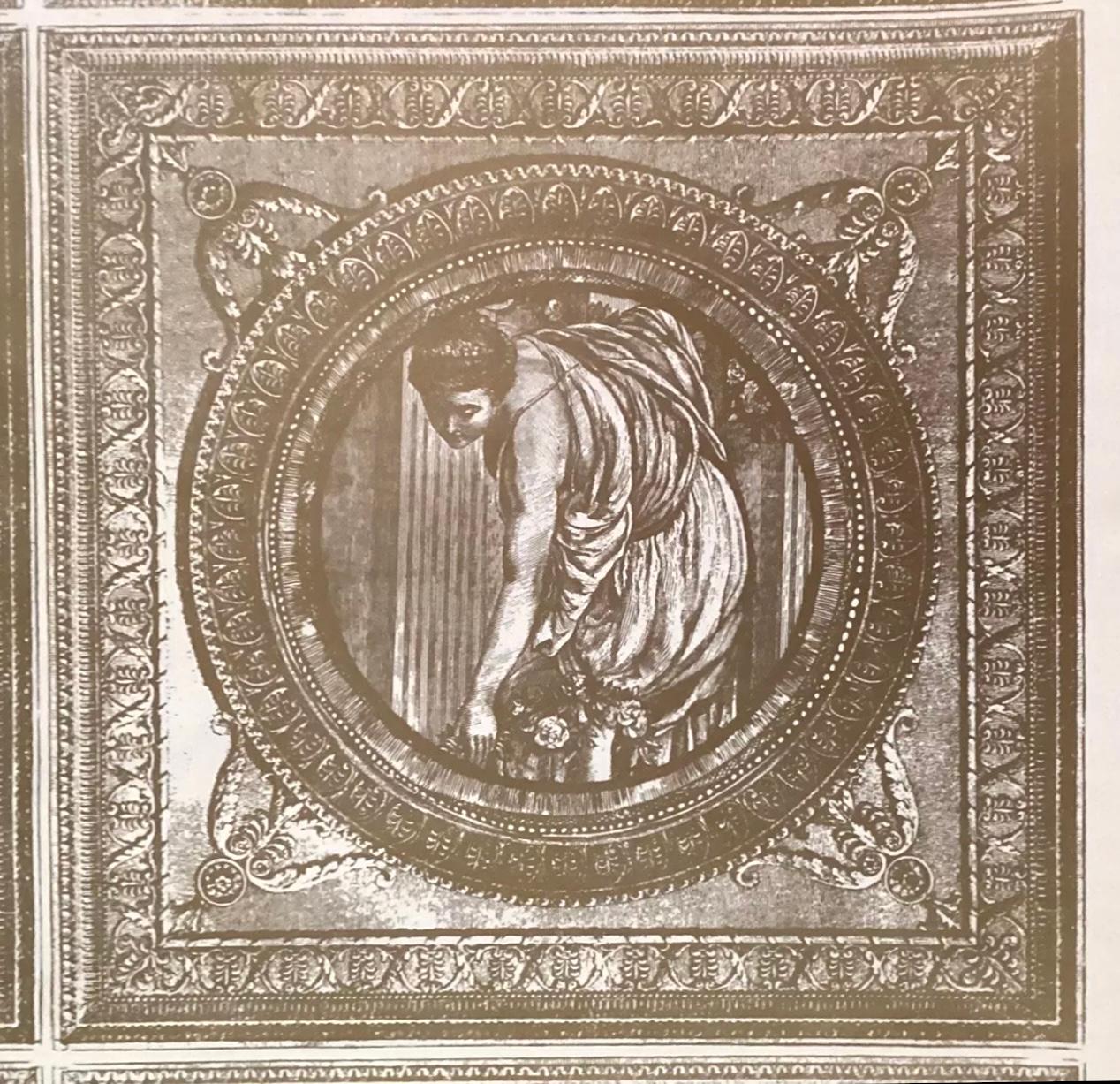 Wayne Carlson Handprinted Gold and White Wallpaper, Trompe L’oeiul Classical In Good Condition For Sale In Brooklyn, NY