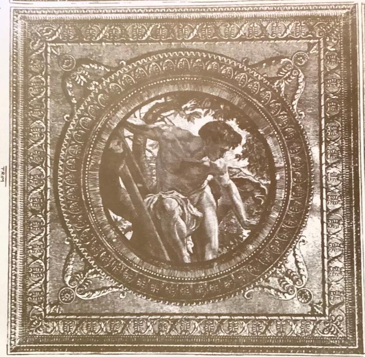 20th Century Wayne Carlson Handprinted Gold and White Wallpaper, Trompe L’oeiul Classical For Sale