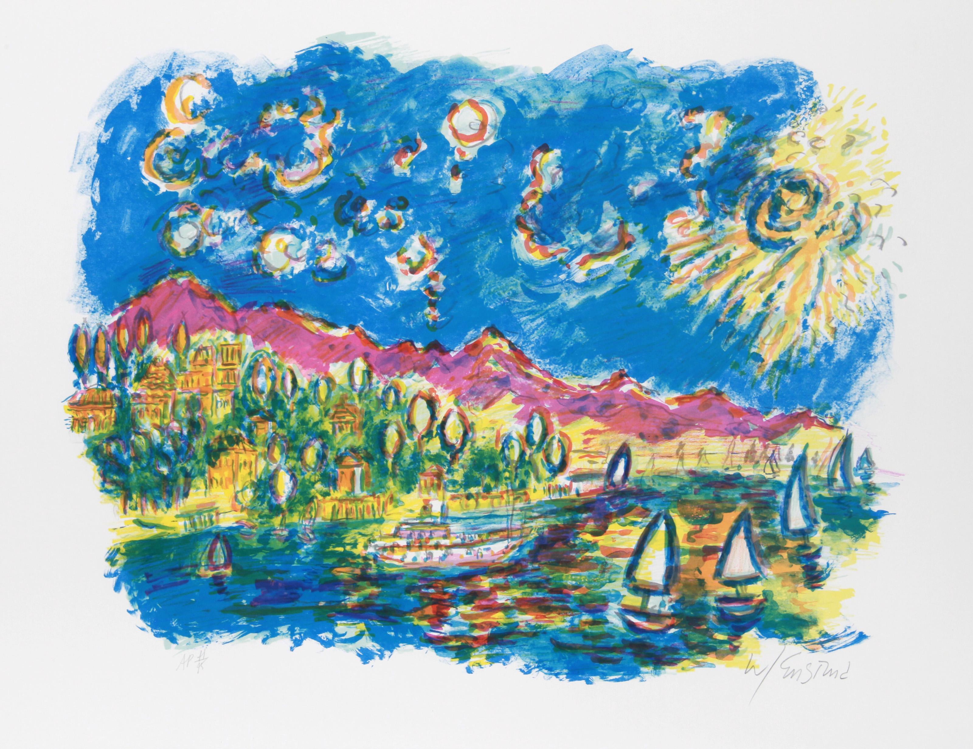 Bayside, Impressionist Lithograph by Wayne Ensrud