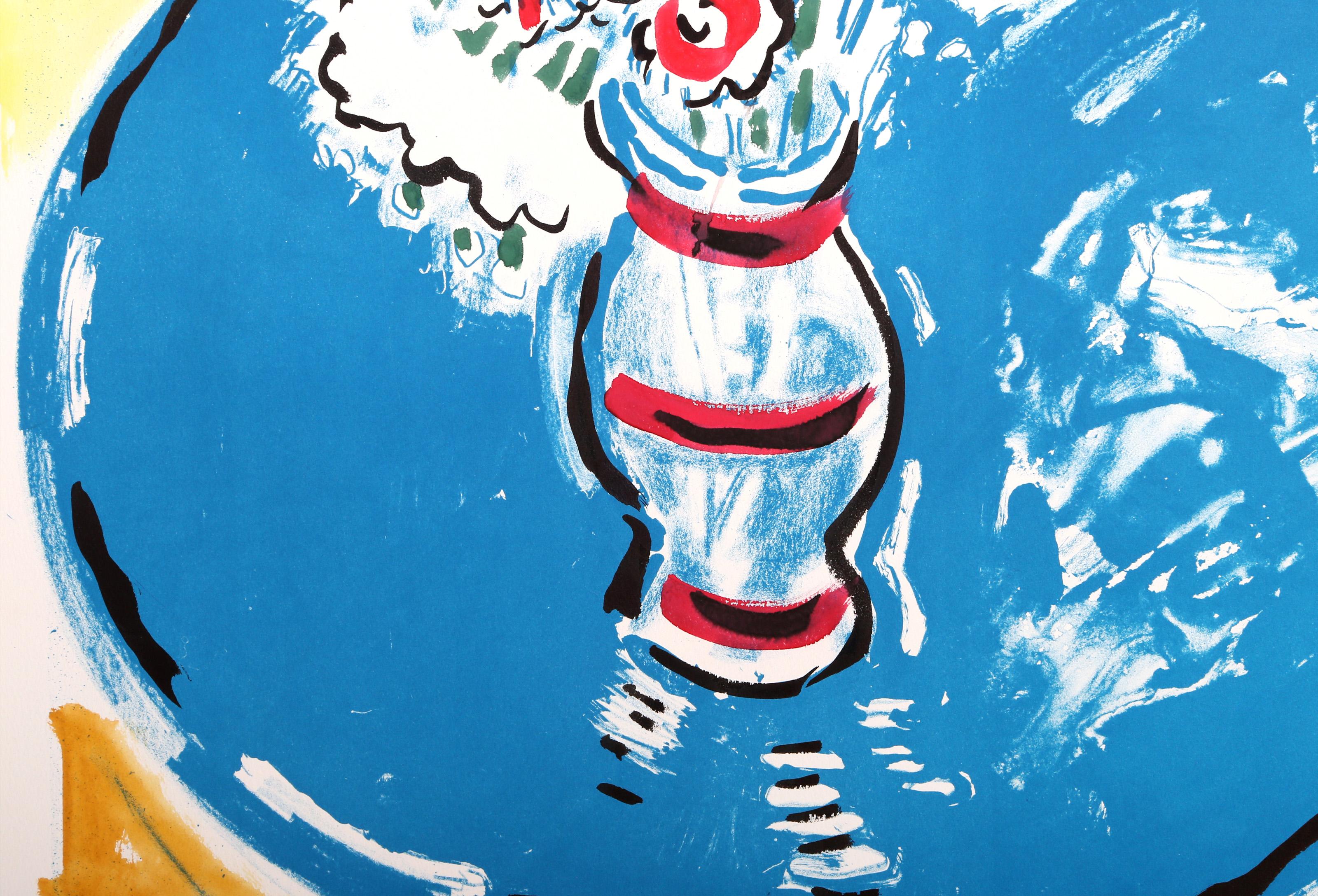 Blauer Tisch 2, impressionistische Lithographie mit Handkolorierung von Wayne Ensrud im Angebot 2