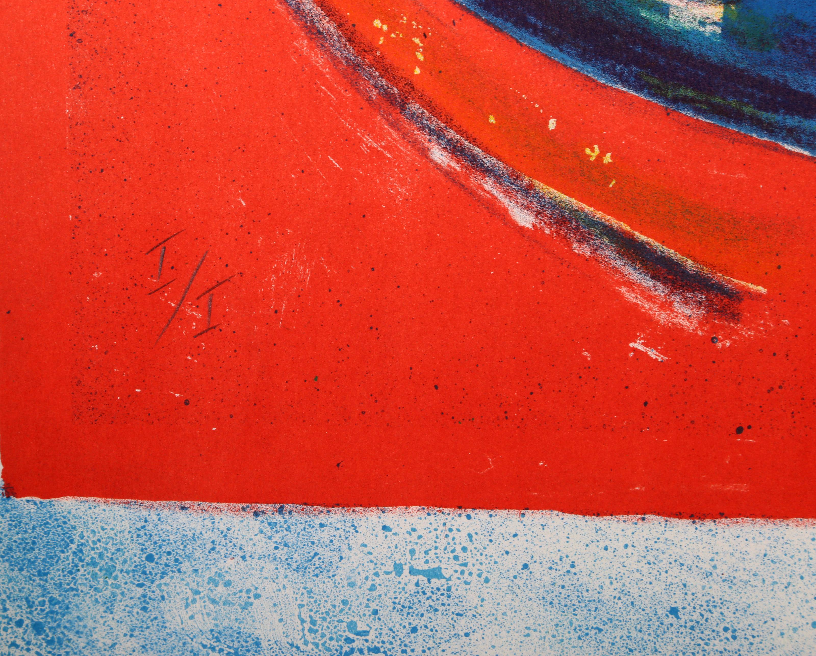 Blue Table, Impressionist Lithograph by Wayne Ensrud For Sale 2