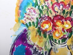 Blue Table (variation), Impressionist Hand-Painted Lithograph by Wayne Ensrud