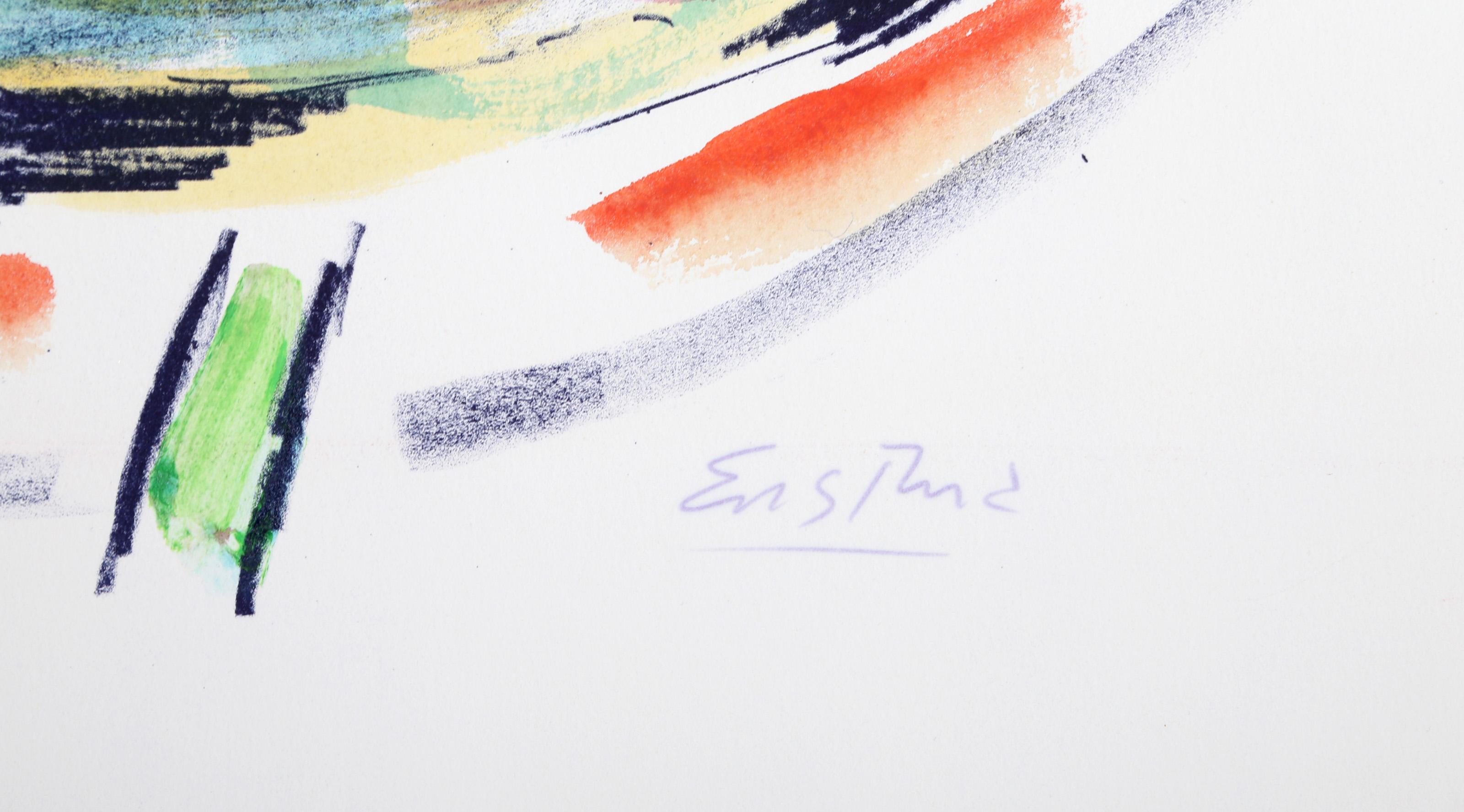 Table bleue, lithographie impressionniste peinte à la main de Wayne Ensrud en vente 2