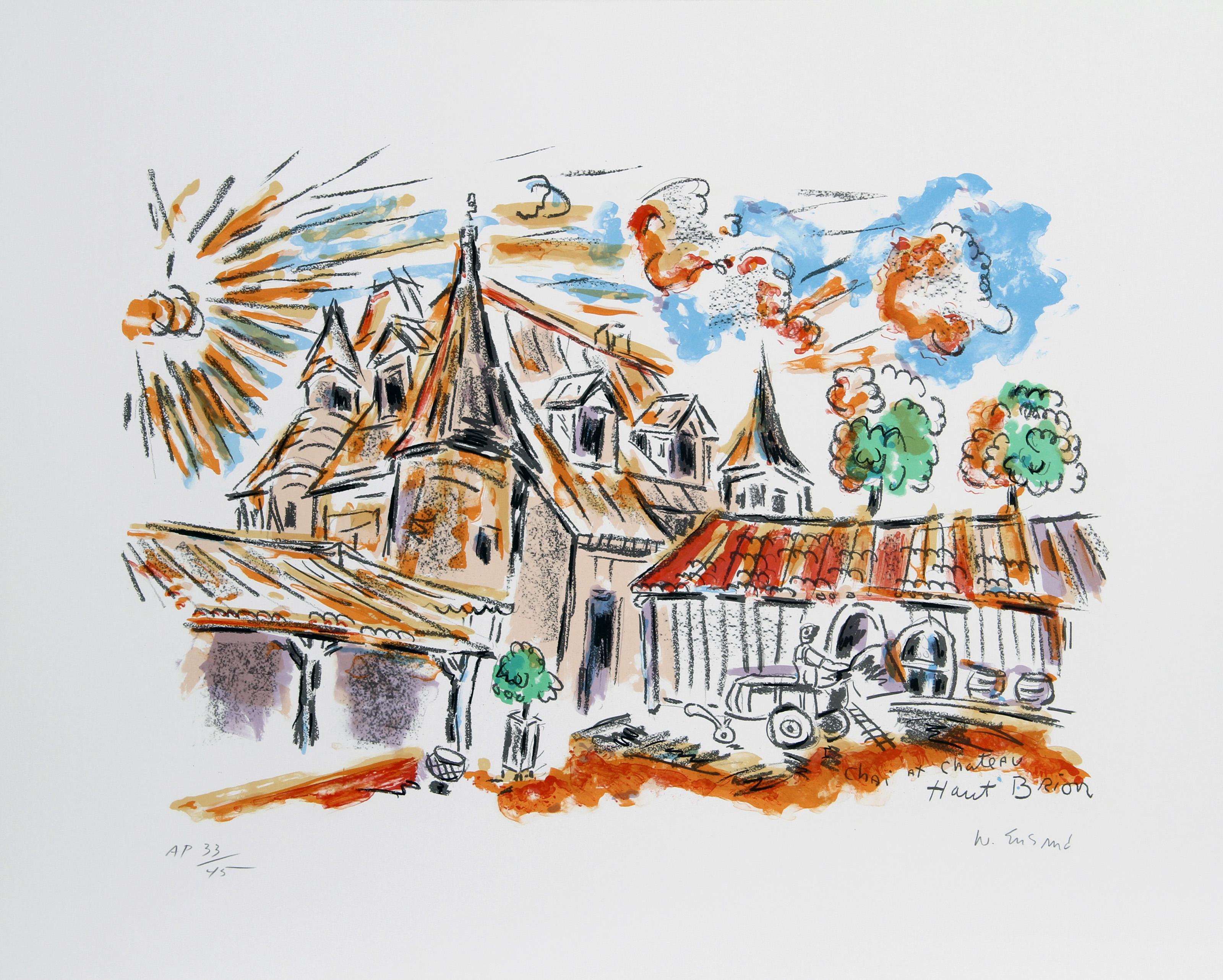 Chateau Haut Brion, Impressionist Lithograph by Wayne Ensrud