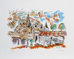 Chateau Haut Brion, lithographie impressionniste de Wayne Ensrud