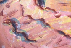 Cheryl mit grünen Stockwerken, impressionistische Lithographie von Wayne Ensrud