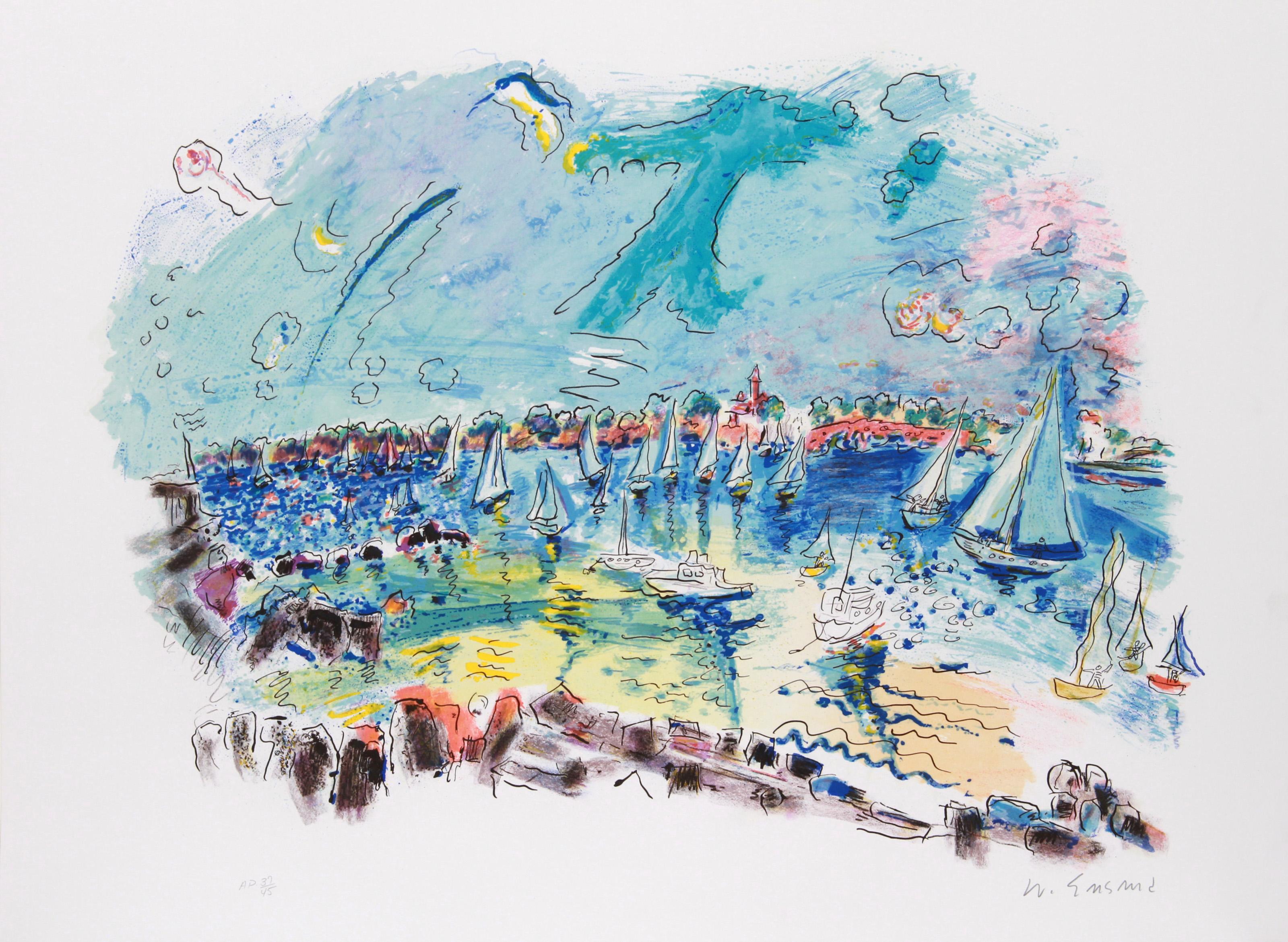 Mediterranean, Impressionist Lithograph by Wayne Ensrud