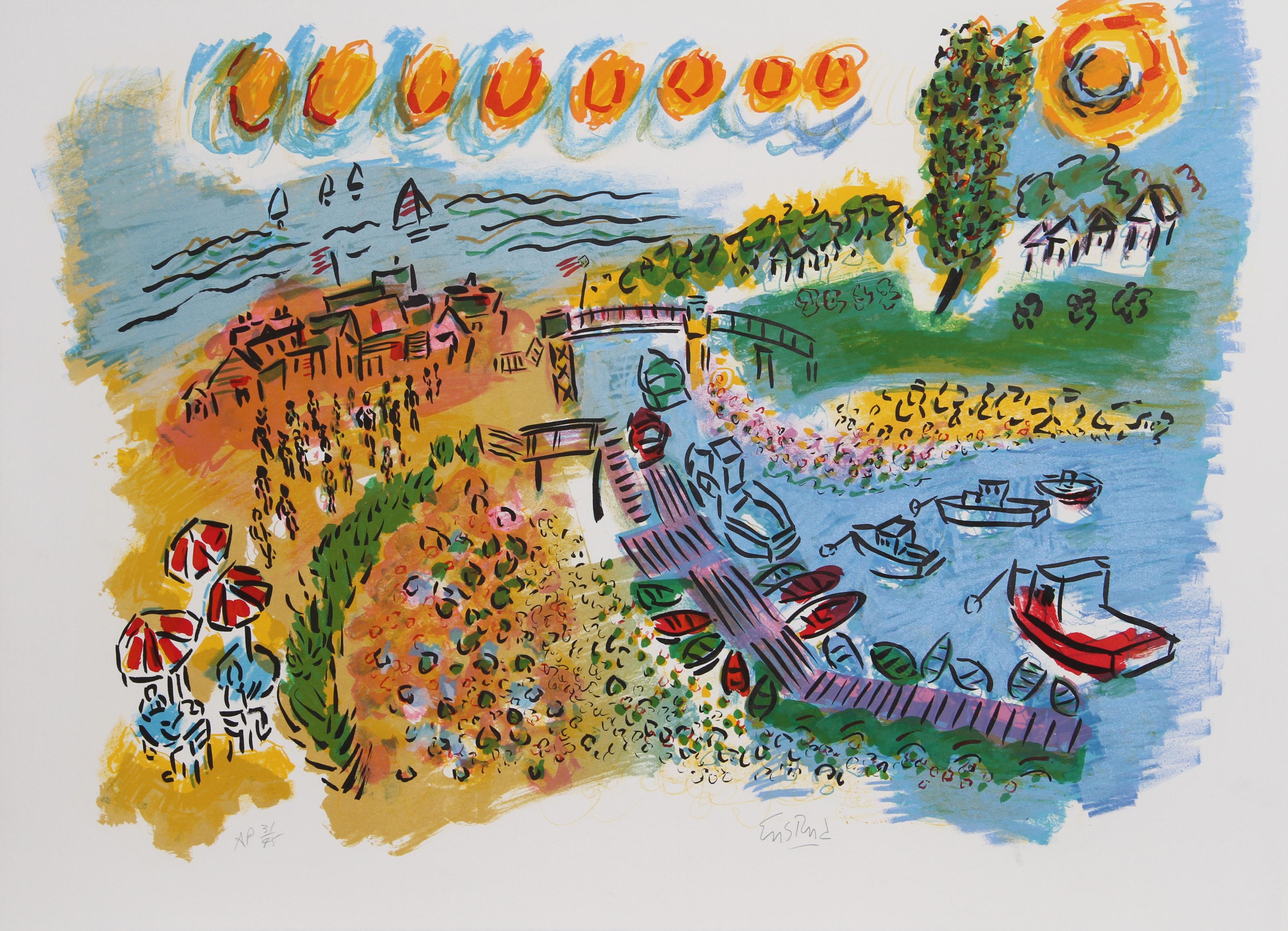 Potters Point, lithographie impressionniste de Wayne Ensrud