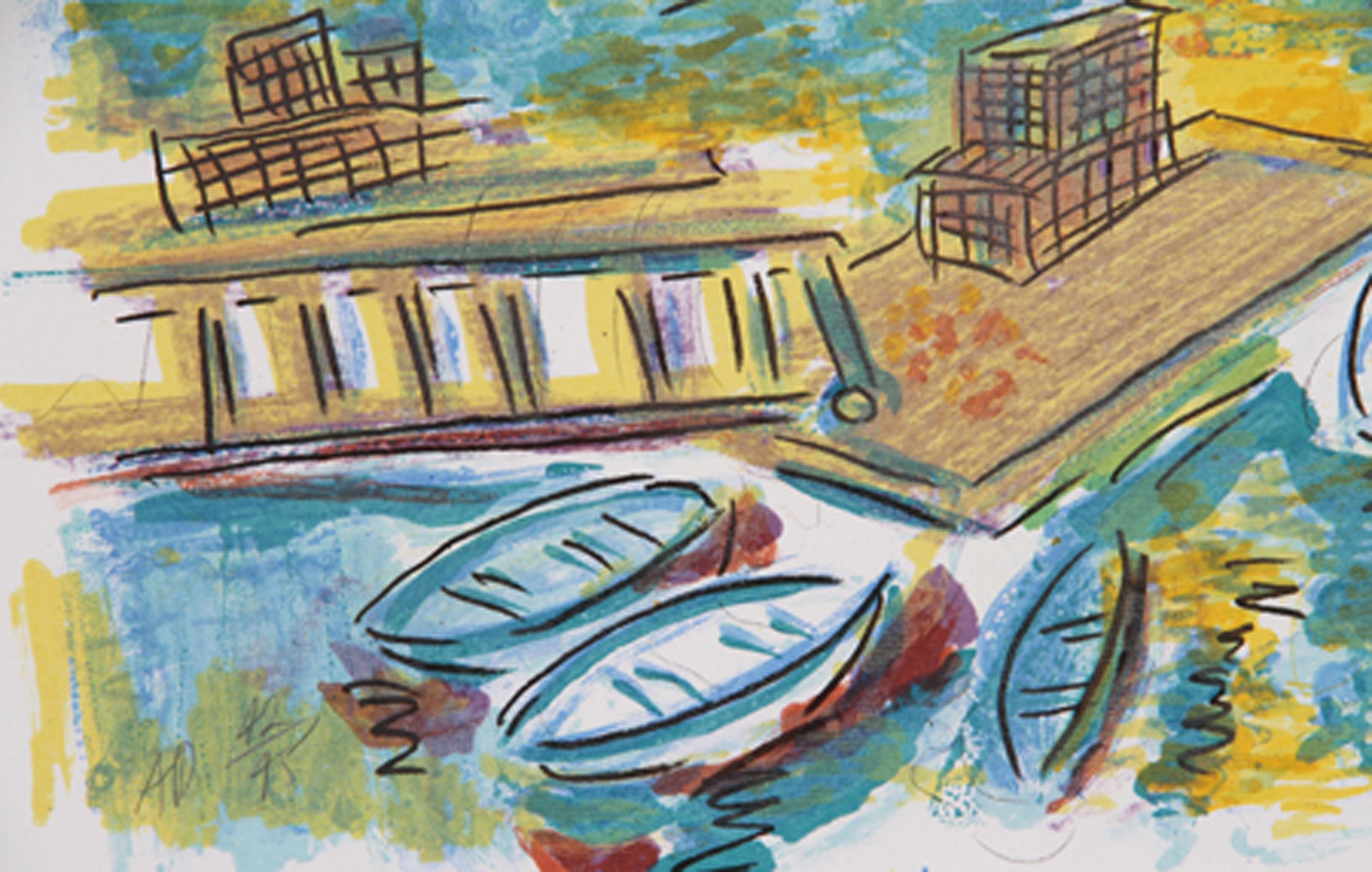 Segeltag, impressionistische Lithographie von Wayne Ensrud im Angebot 2