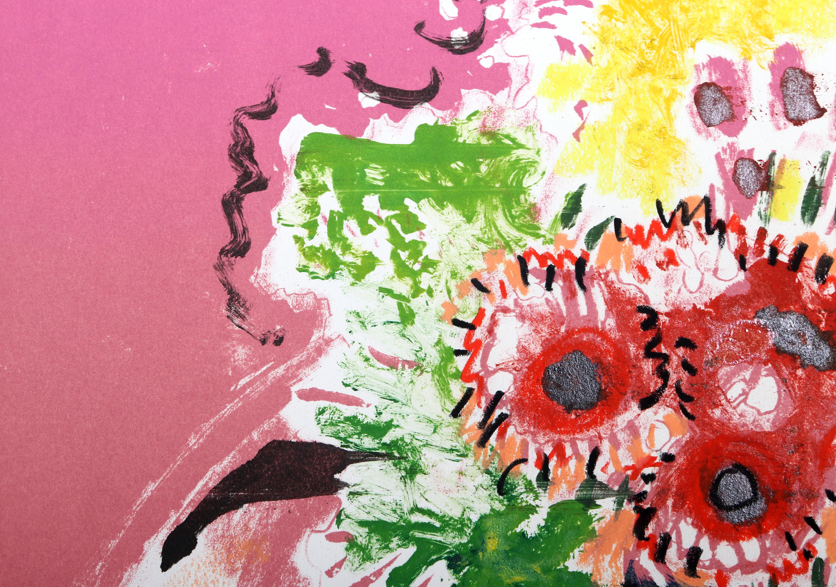 Flowers 18, lithographie impressionniste peinte à la main de Wayne Ensrud en vente 1