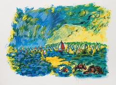 Upwind, lithographie impressionniste de Wayne Ensrud
