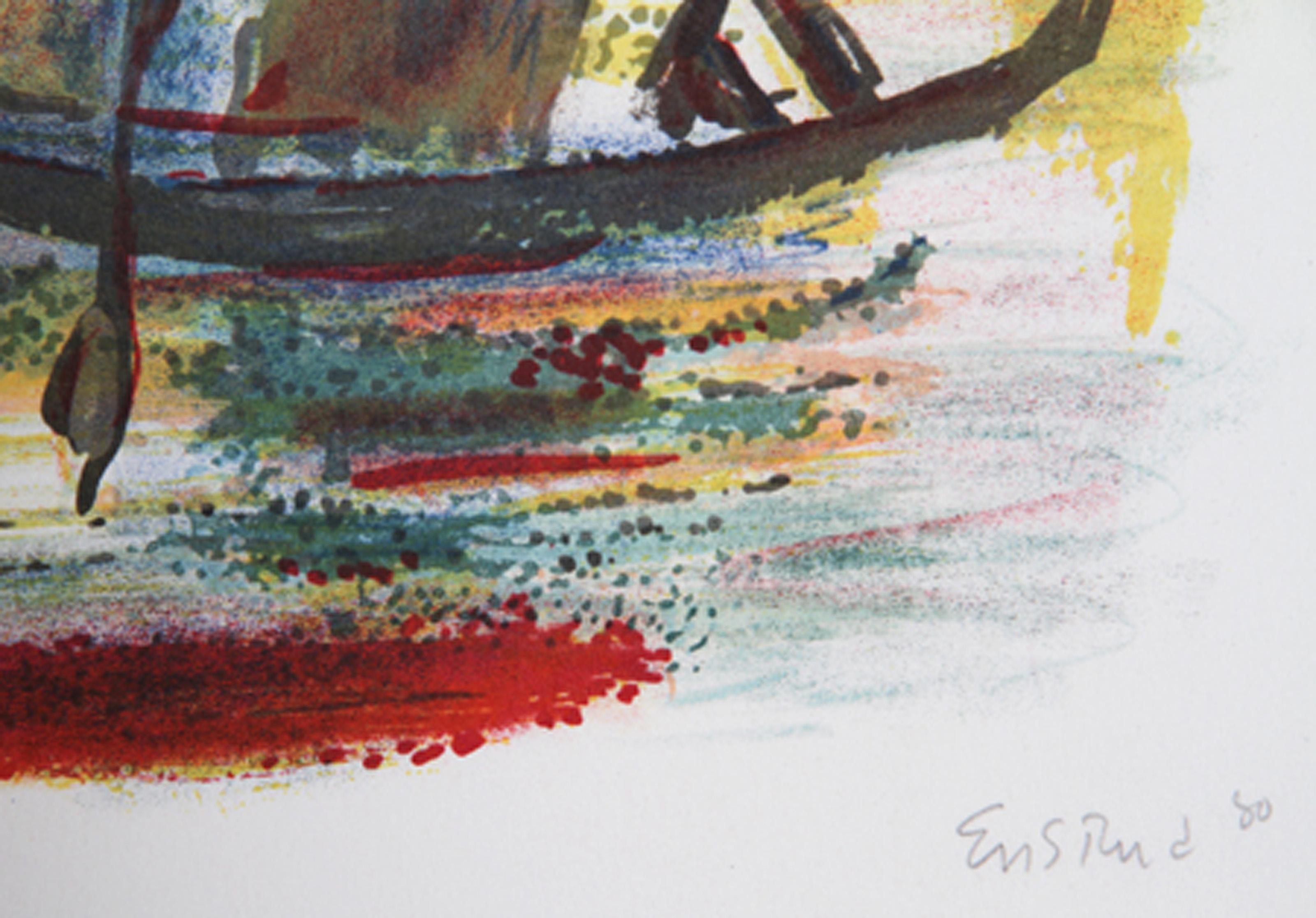 Venice Rialto, impressionistische Lithographie von Wayne Ensrud, Venedig im Angebot 1