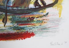 Venice Rialto, impressionistische Lithographie von Wayne Ensrud, Venedig