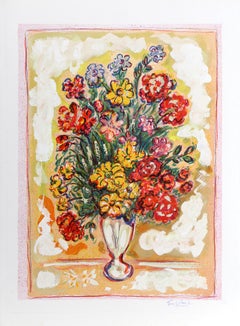 Vintage Wildflowers, Hand-painted Lithograph by Wayne Ensrud