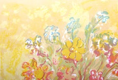 Wildflowers (on Yellow) 2, lithographie impressionniste de Wayne Ensrud