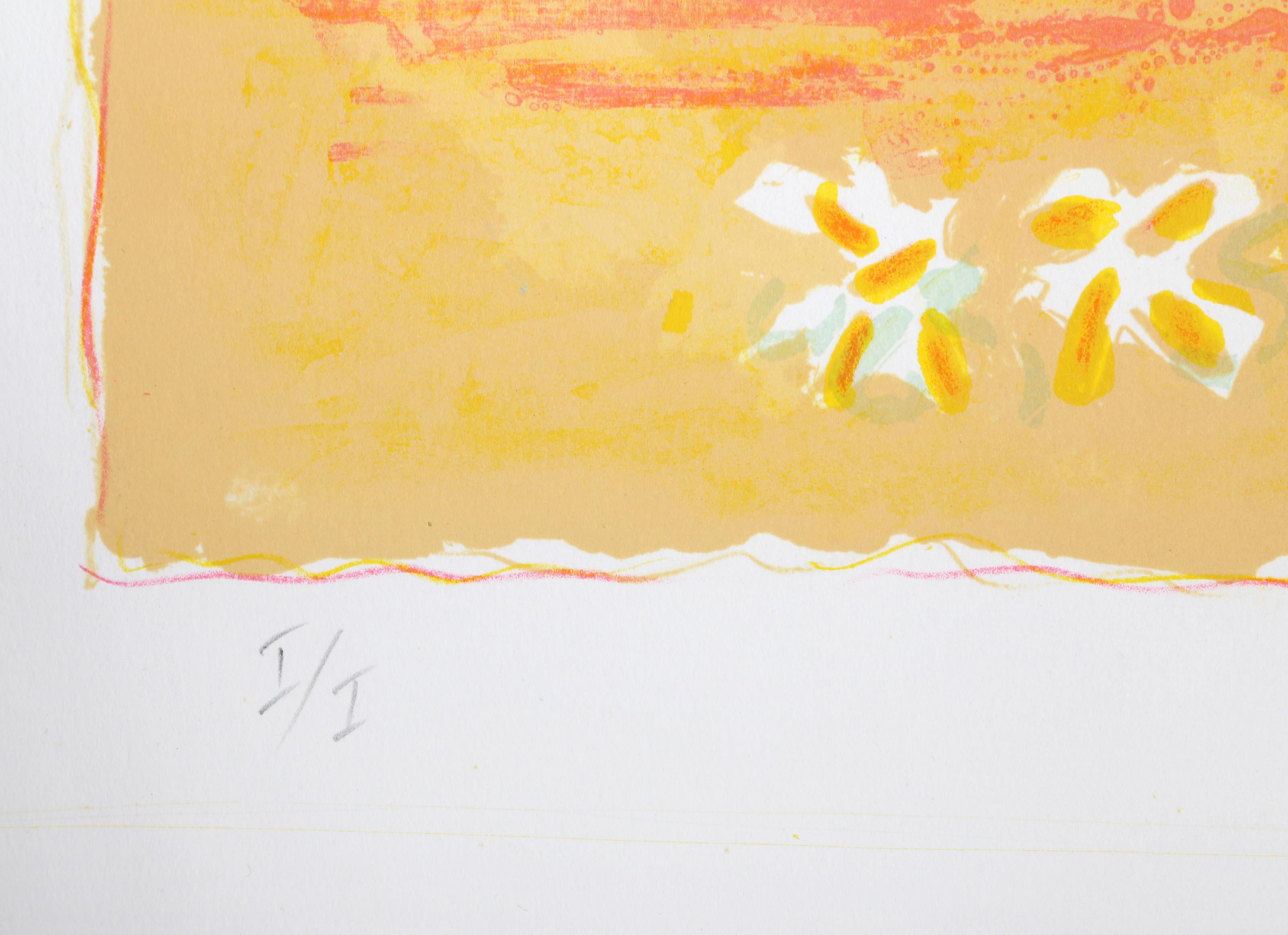 Wildblumen (auf Gelb) 2, impressionistische Lithographie von Wayne Ensrud im Angebot 2