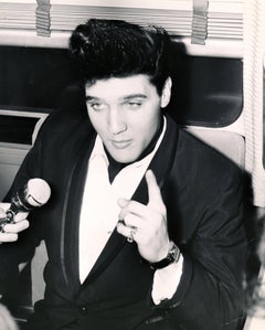 Vintage Elvis Presley: Rockstar With Mic Fine Art Print