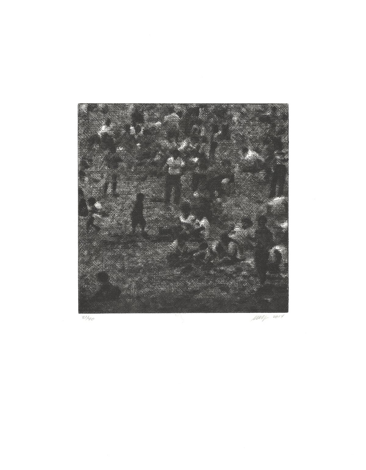 2014 Wayne Gonzales 'CROWD' Portfolio with Five Etchings For Sale 3