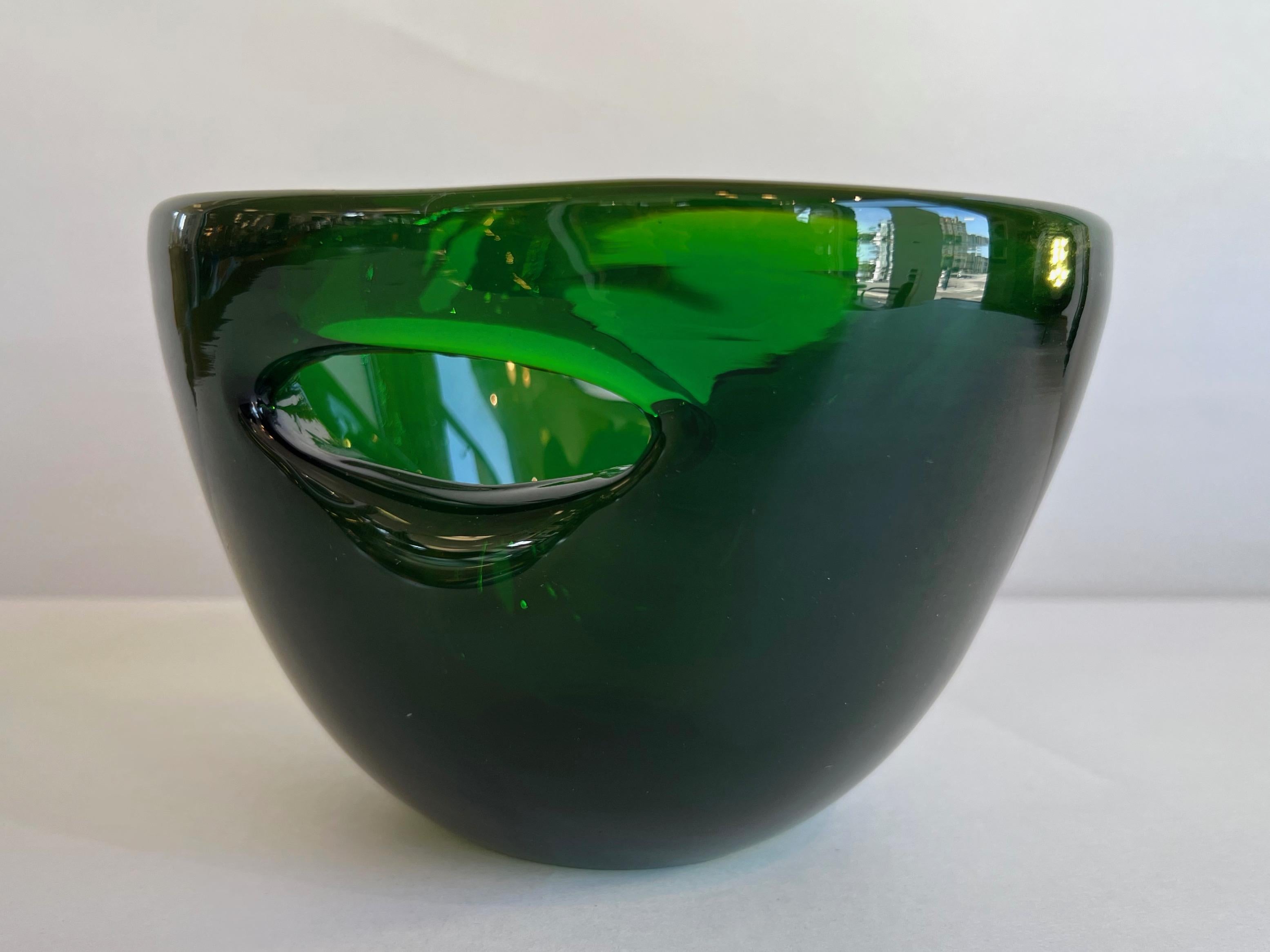 blenko green glass bowl