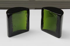 Wayne Husted for Blenko Green Glass Bookends